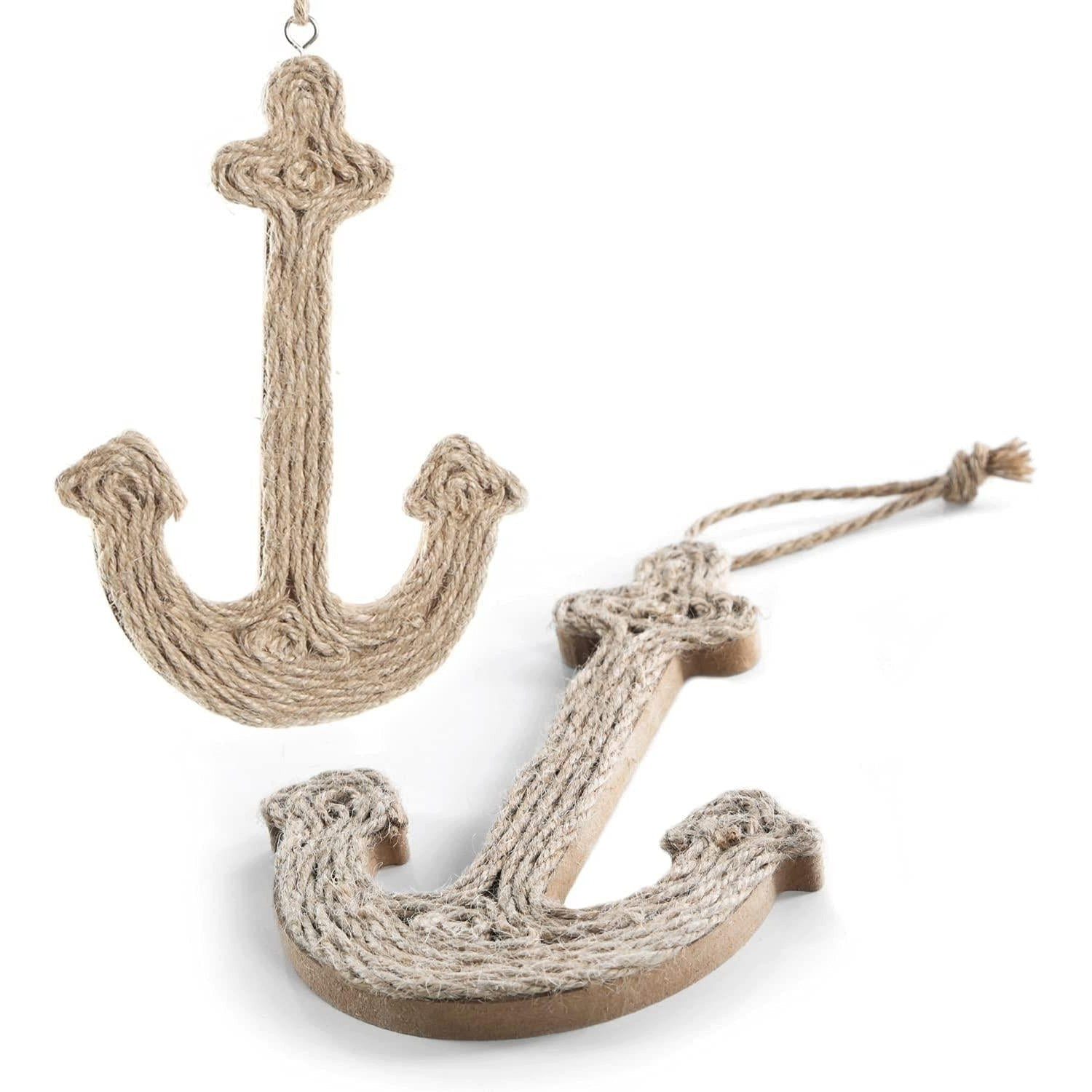 Logbuch-Verlag Dekofigur 2 Ankeranhänger aus Kork & Jute - natürliche Maritime Deko 18 cm Anker