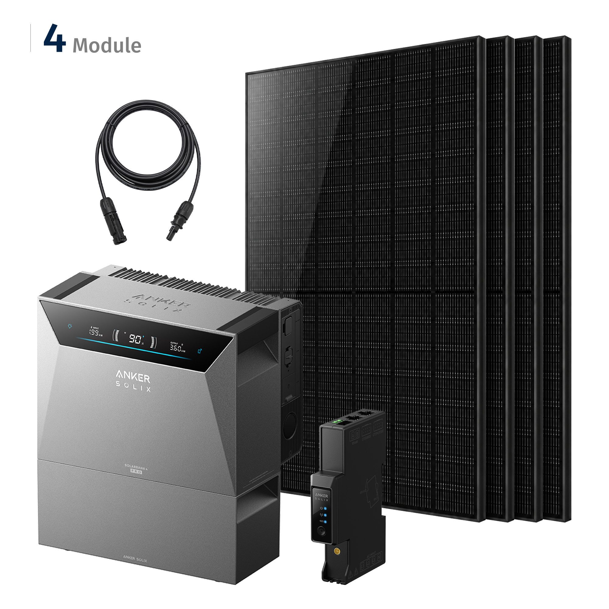 SolarMars Balkonkraftwerk mit Speicher Anker Solix Solarbank 4 E5000 Pro, 2000Wp komplett Set, (mit 1 x Smart Meter Gen 2, 4 Paar 4mm²-5M DC Kabel), optional Anker SOLIX BP2700 & BP5000 Erweiterungsakkus