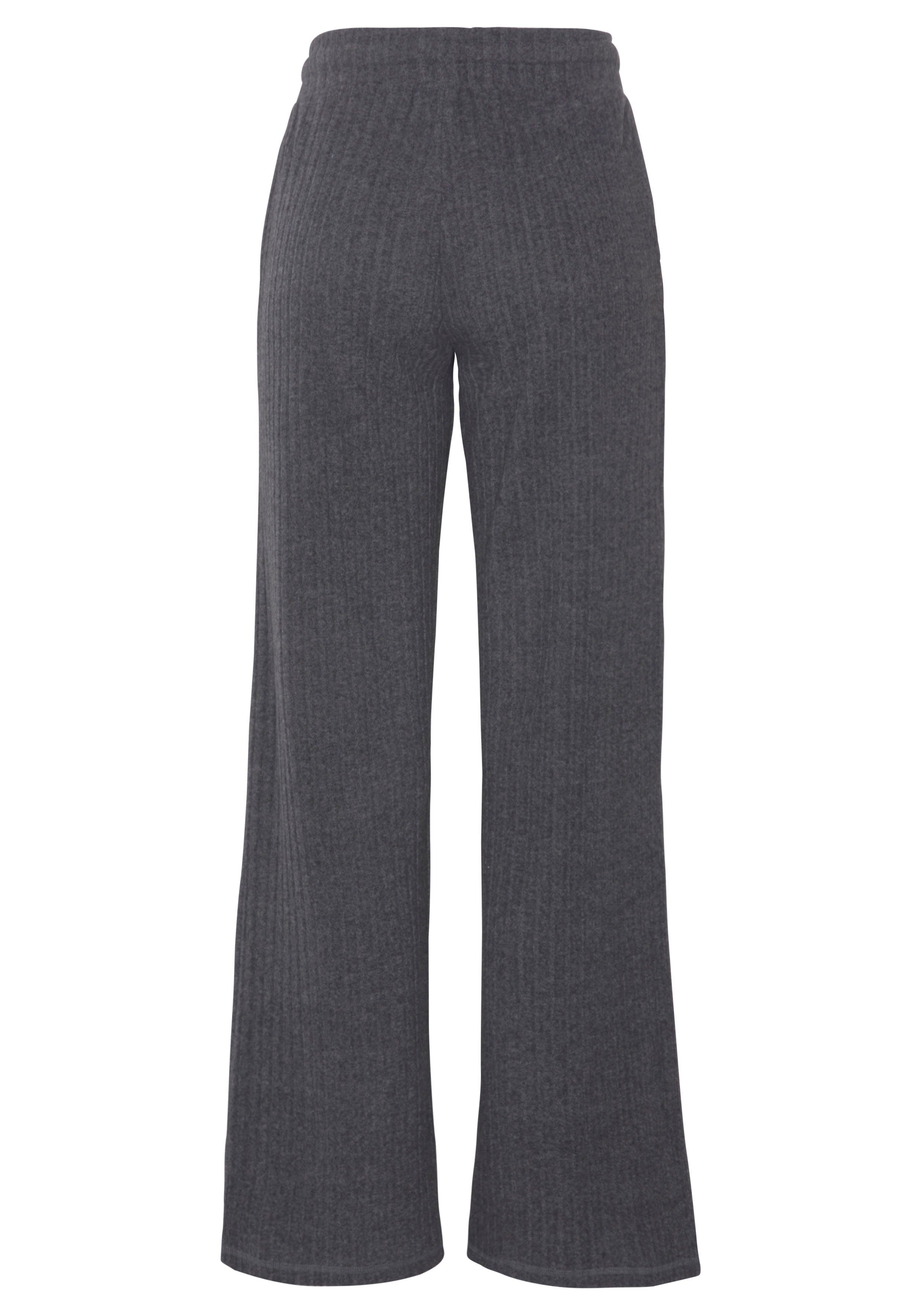 LASCANA Homewearhose -Lounge-/Strickhose mit weitem Bein und seitlichen Taschen, Loungewear