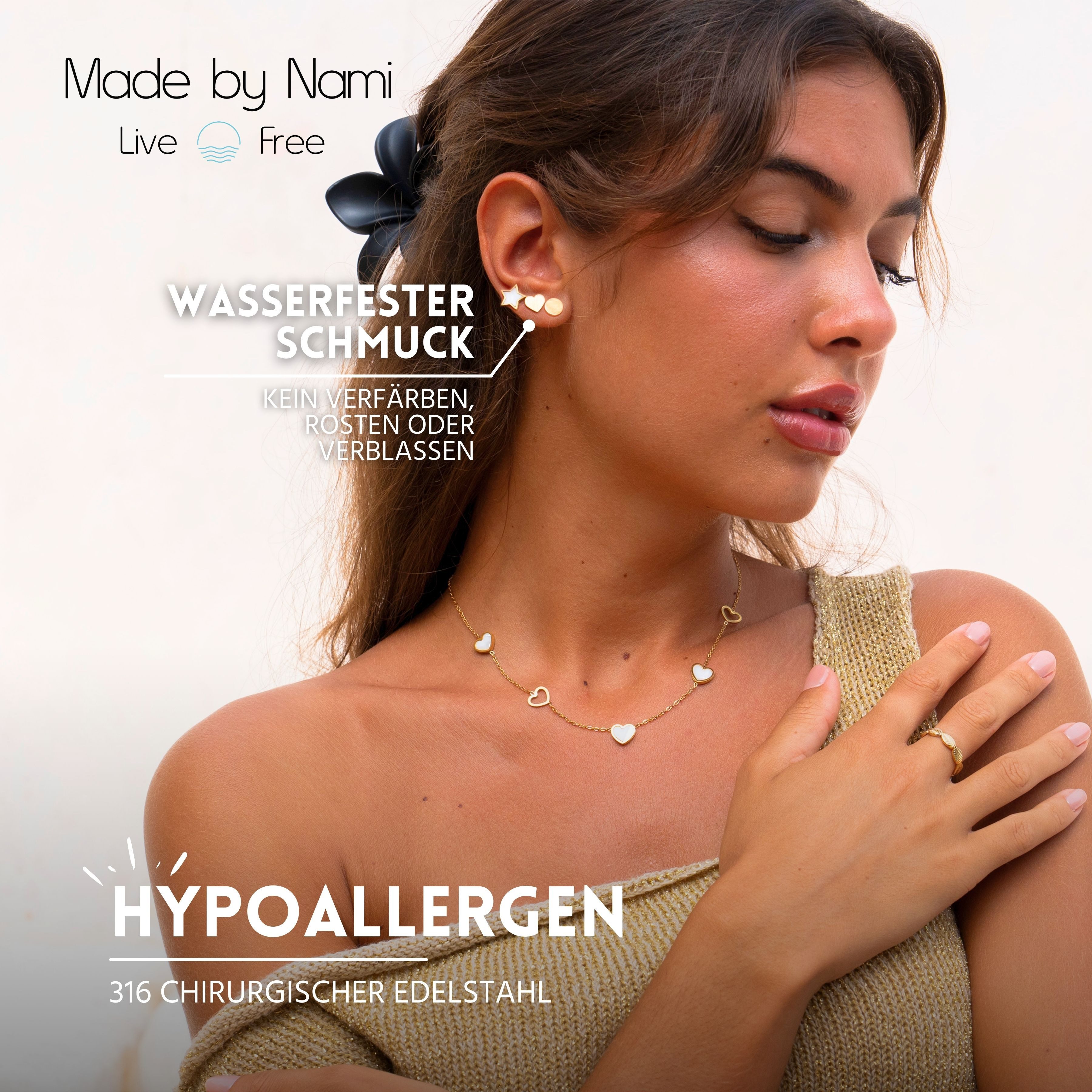 Made by Nami Ohrstecker-Set verschiedene Formen mit Mond-Stern-Herz Perlmut günstig online kaufen