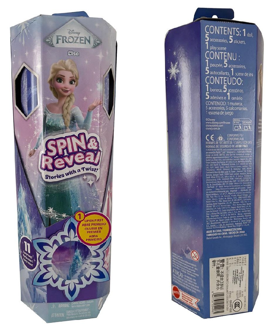 Frozen Stehpuppe Disney Frozen, Elsa, Spin Reveal Set, Puppe mit Überraschungen Figur