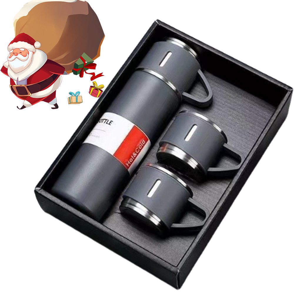 Isolierflasche 500ml Thermoflasche Auslaufsicher BPA-frei 12h warm/kühl mit 3 Deckeln