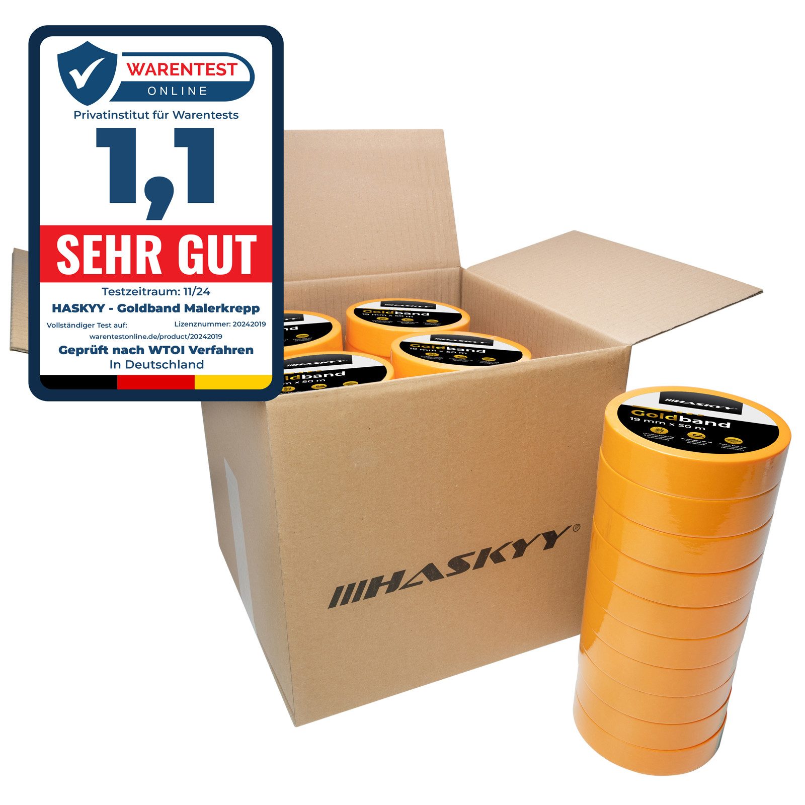 HASKYY Kreppband Goldband Malerband Kreppband 20x Malerkrepp 19mm x 50m Klebeband Abdec