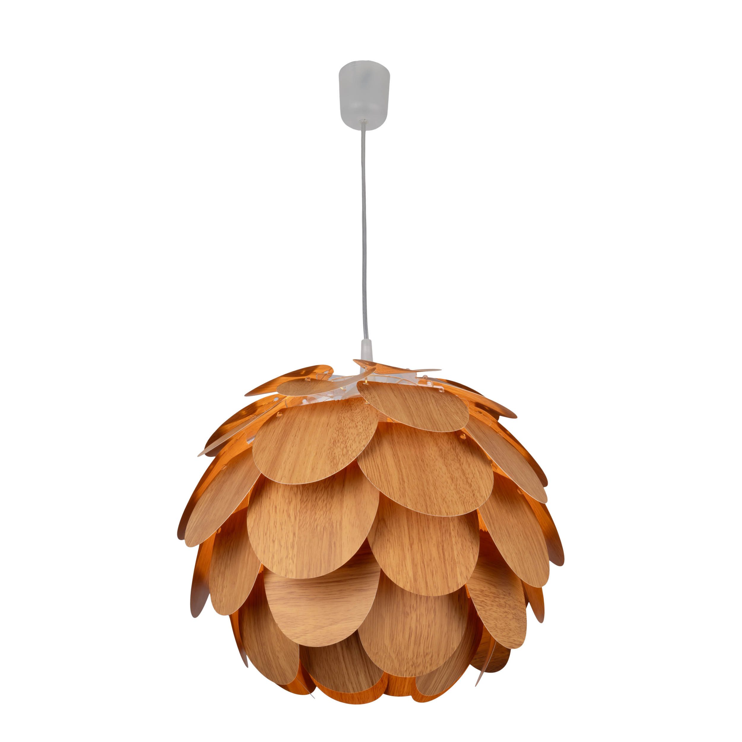 näve Pendelleuchte Foglia, ohne Leuchtmittel, exkl. 1x E27, blütenform, naturfarben, D: 40cm, Pendel weiß 70cm