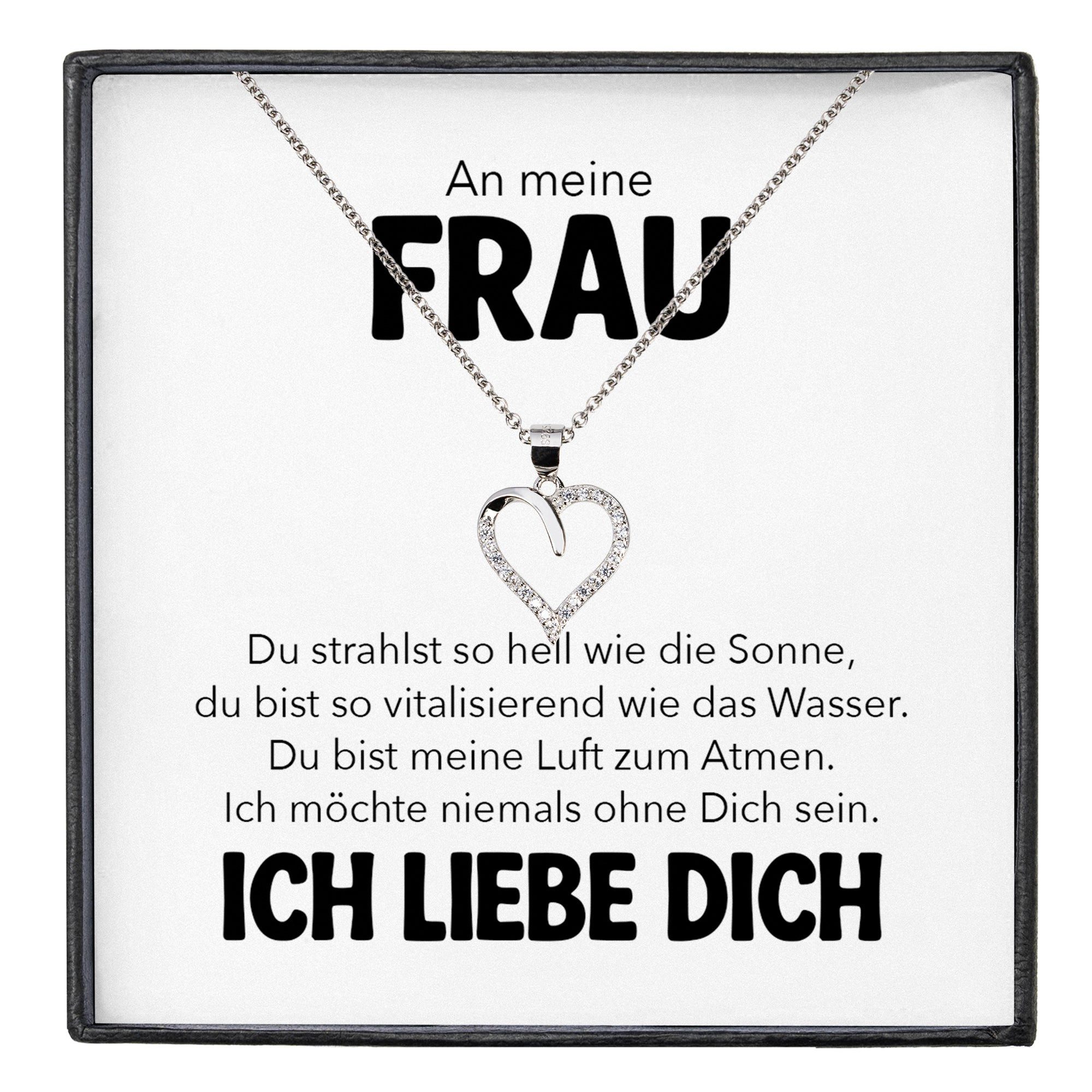 22Feels Schmuckset An Meine Frau Ich Liebe Dich Kette Ehefrau Geschenk Hochzeitstag Herz (inkl. Geschenktasche, Karte, Poliertuch, Beutel), Silber 925/000, Karte Made In Germany