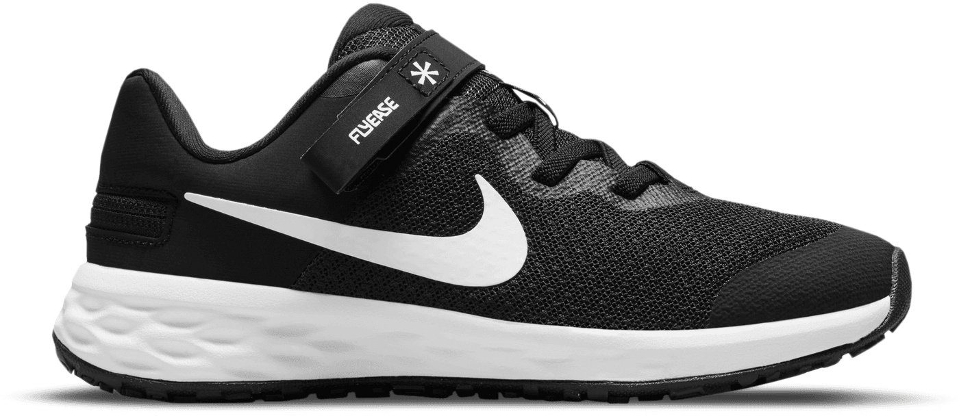 REVOLUTION 6 (PS) FLYEASE BLACK-WHITE-DK-SMOKE-GREY Nike Laufschuh