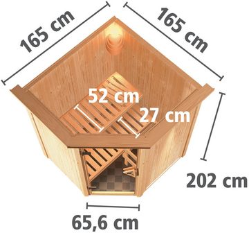 Karibu Sauna Nanna, BxTxH: 165 x 165 x 202 cm, 68 mm, (Set) 3,6-kW-Bio-Plug & Play Ofen mit externer Steuerung