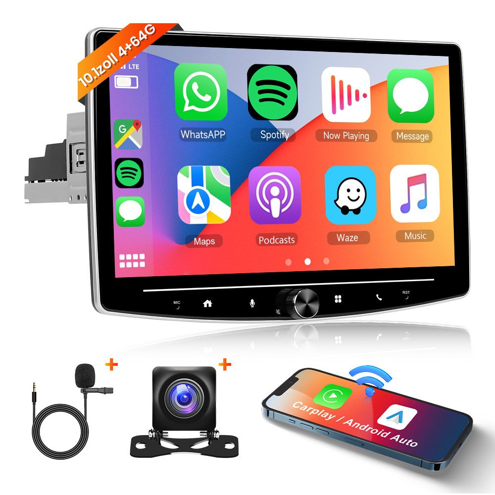Android 13.0 GPS 10.1 Zoll 360° drehbarer Bildschirm HD 1Din Autoradio