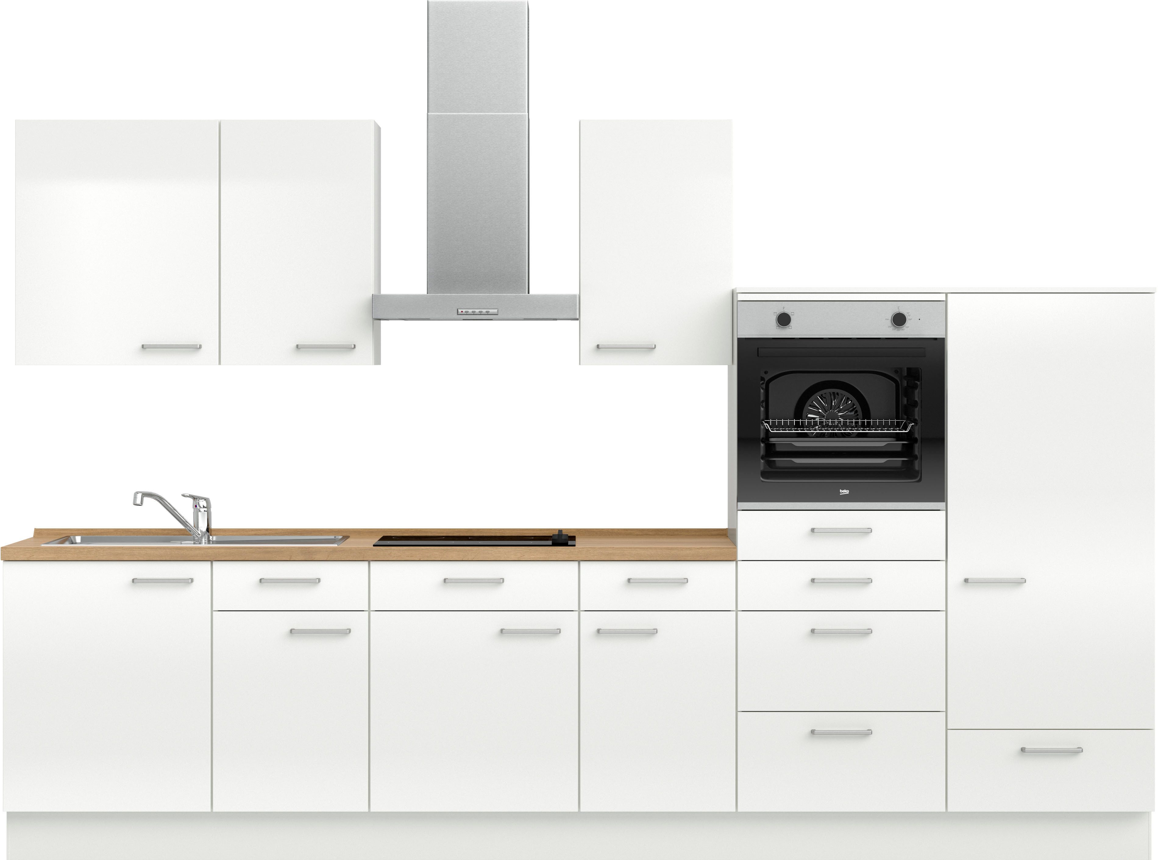 nobilia® Küche "Flash I", NEU: individuell anpassbar mit gratis Profi-Beratung, vormontiert, Breite 330 cm, Ausrichtung wählbar, wahlw. mit E-Geräten