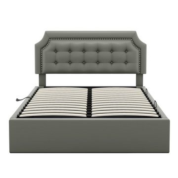 OKWISH Polsterbett hydraulisches Zwei-Wege-Bett, minimalistisches Design (Stauraumbett, Flachbett 140*200cm), ohne Matratze