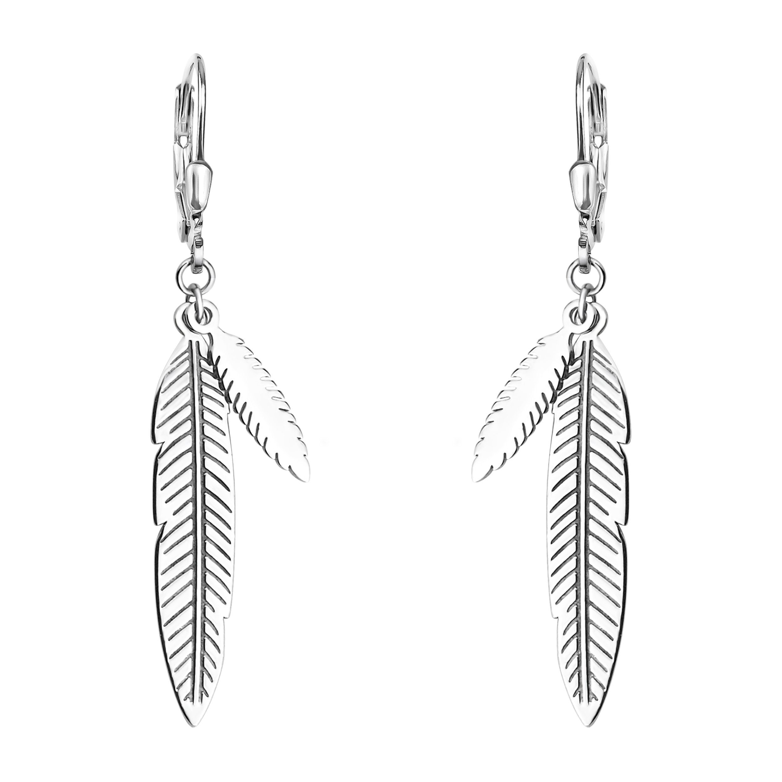 Paar Sofia Schmuck Milani 925 Damen Ohrhänger Blatt, Silber