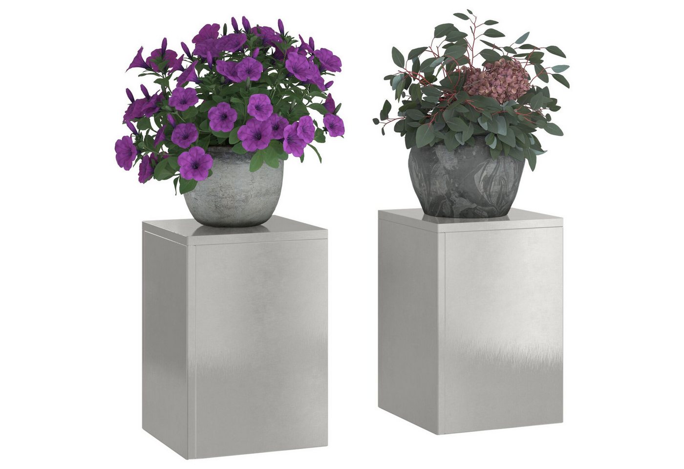Thumbnail - vidaXL Blumenständer Outdoor-Pflanzensäulen 2 Stk. 24x24x35 cm Edelstahl (2 St)