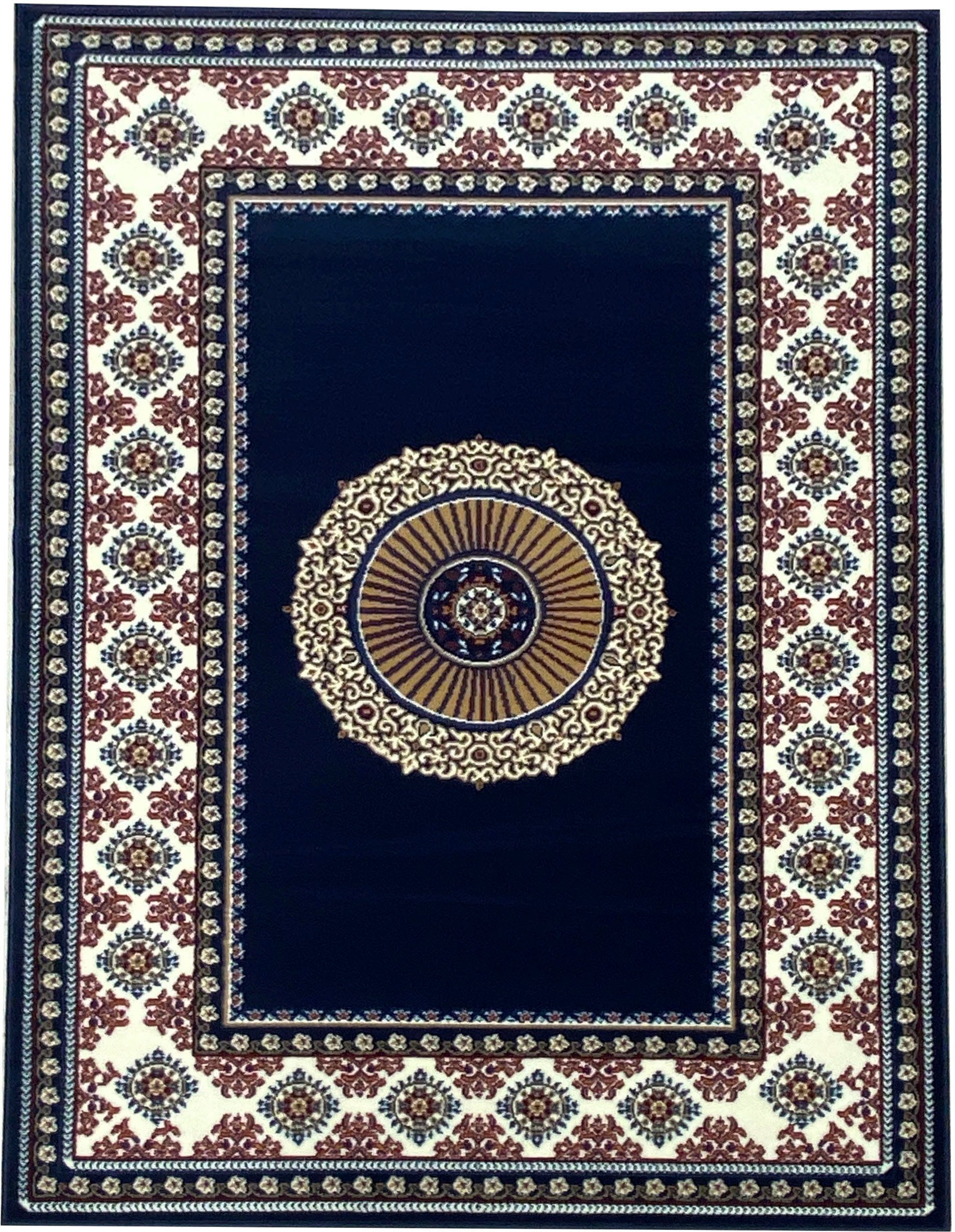 Teppich Shari, Home Weich, dunkelblau Kurzflor, rechteckig, Orient-Optik, 7 mm, affaire, mit Teppich, Bordüre, Pflegeleicht Höhe