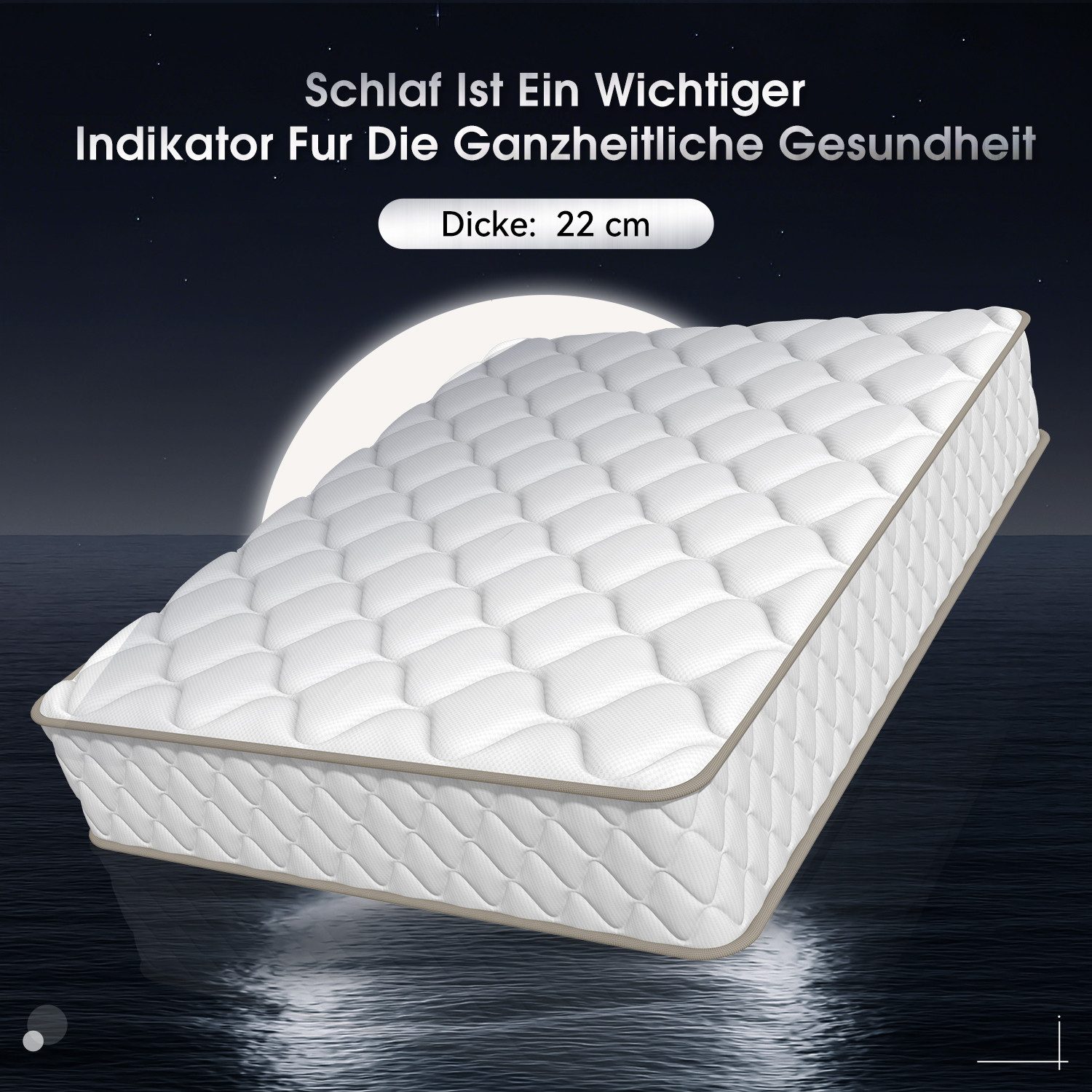 Taschenfederkernmatratze Matratze, 7-Zonen Federkernmatratze Matratzen, Hiazurm, 22 cm hoch, (mit Spannbettlaken,EU-Qualitätszertifizierung, Atmungsaktiv, Orthopädisch, mit Spannbettlaken, EU-Qualitätszertifizierung, Atmungsaktiv), Matratze 90x200 cm oder 140x200 cm, für Kinder und Erwachsen