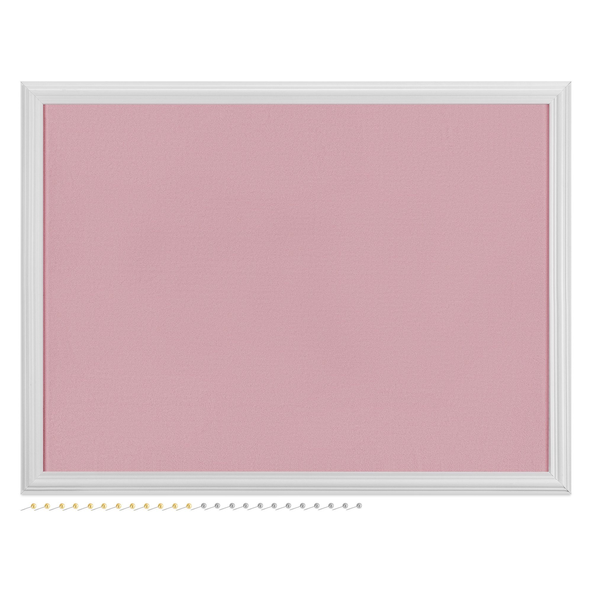 Navaris Pinnwand Plüsch Rosa Pinnwand Weiß 60x45cm Bilderhalter aus Fotowand Collage -