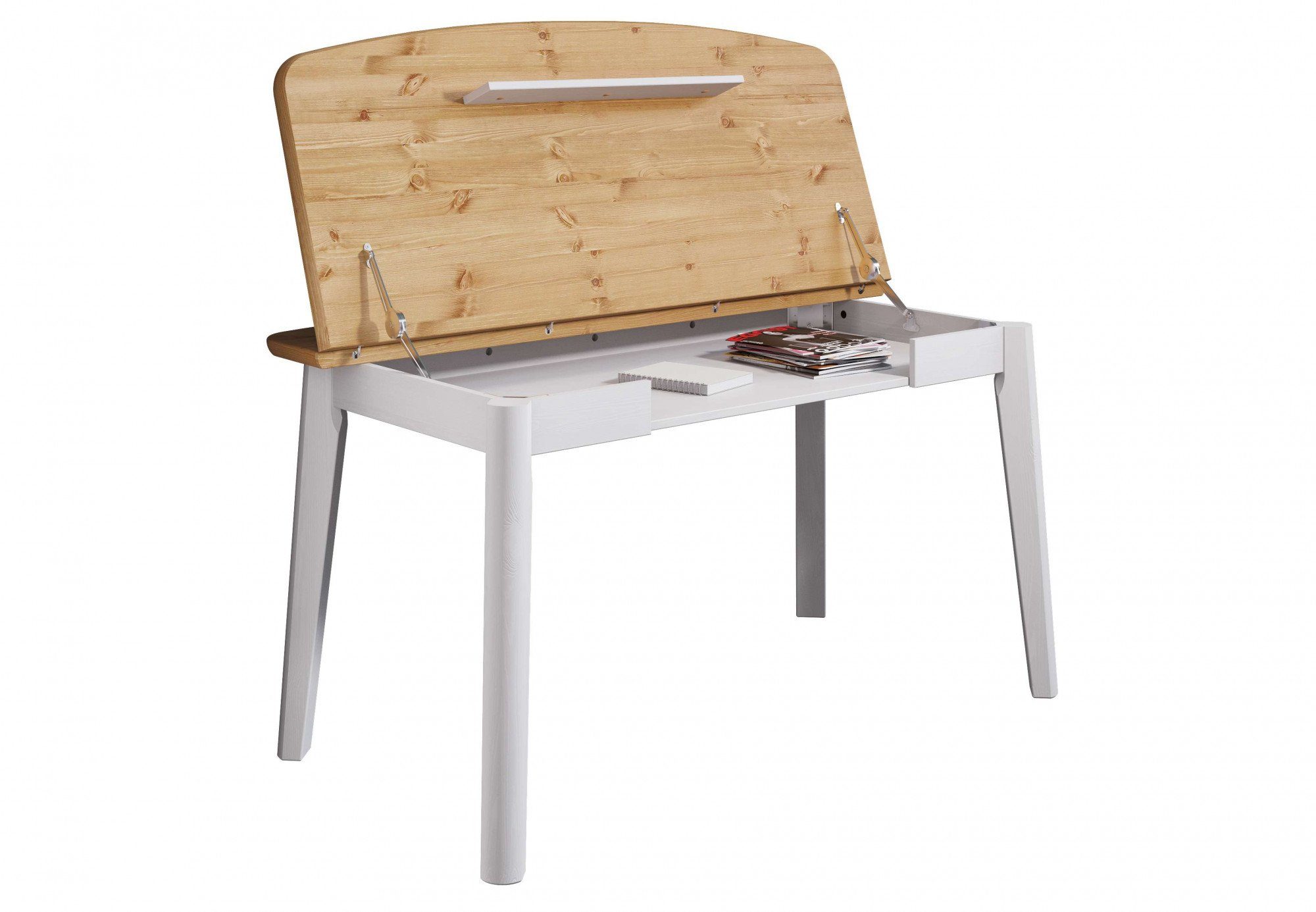 Home affaire Esstisch Palermo, multifunktionaler Tisch, Arbeitstisch, Schreibtisch, mit Stauraum, Platte aufklappbar, Home Office Schreibtisch, Massivholz