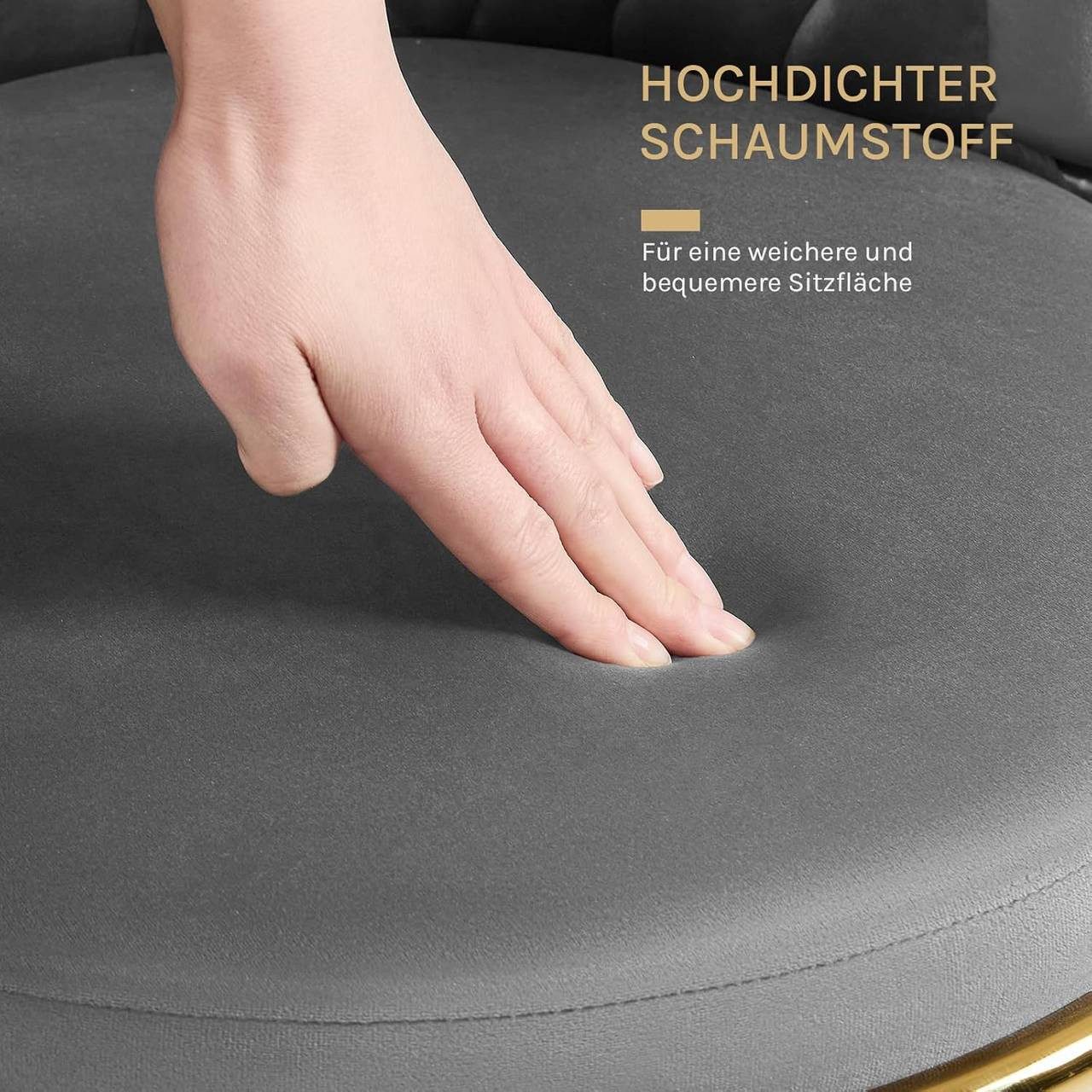 Woltu Küchenstuhl (2 St), 2er Set, mit Metallrahmen, ergonomisch, 360° drehbar, Samtsitz