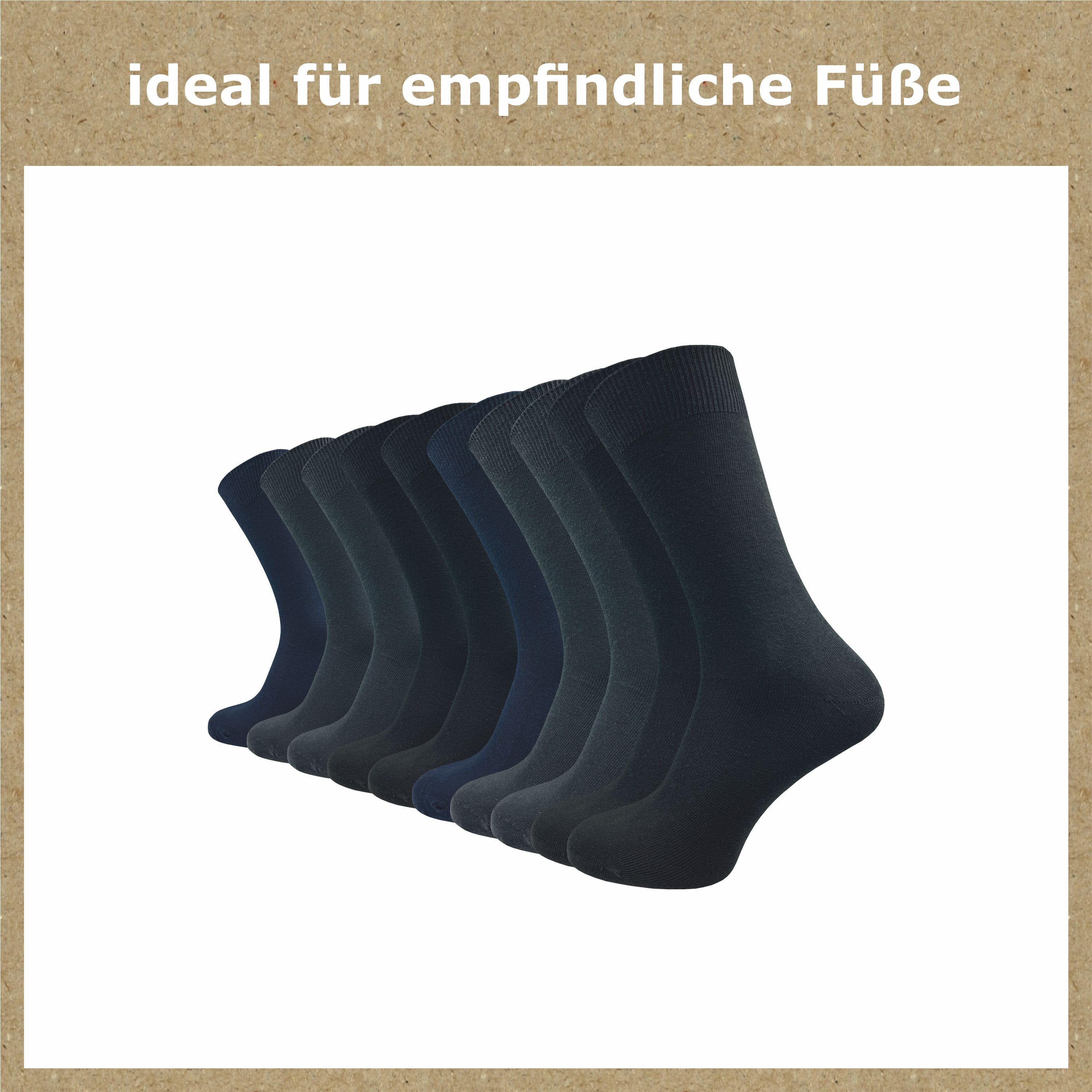 GAWILO Basicsocken aus 100% Baumwolle für Herren in 3 Farbkombinationen ohne Gummidruck (10 Paar) natur-, blau- & dunkle Töne - ideale Ergänzung Ihres Socken Sortiments