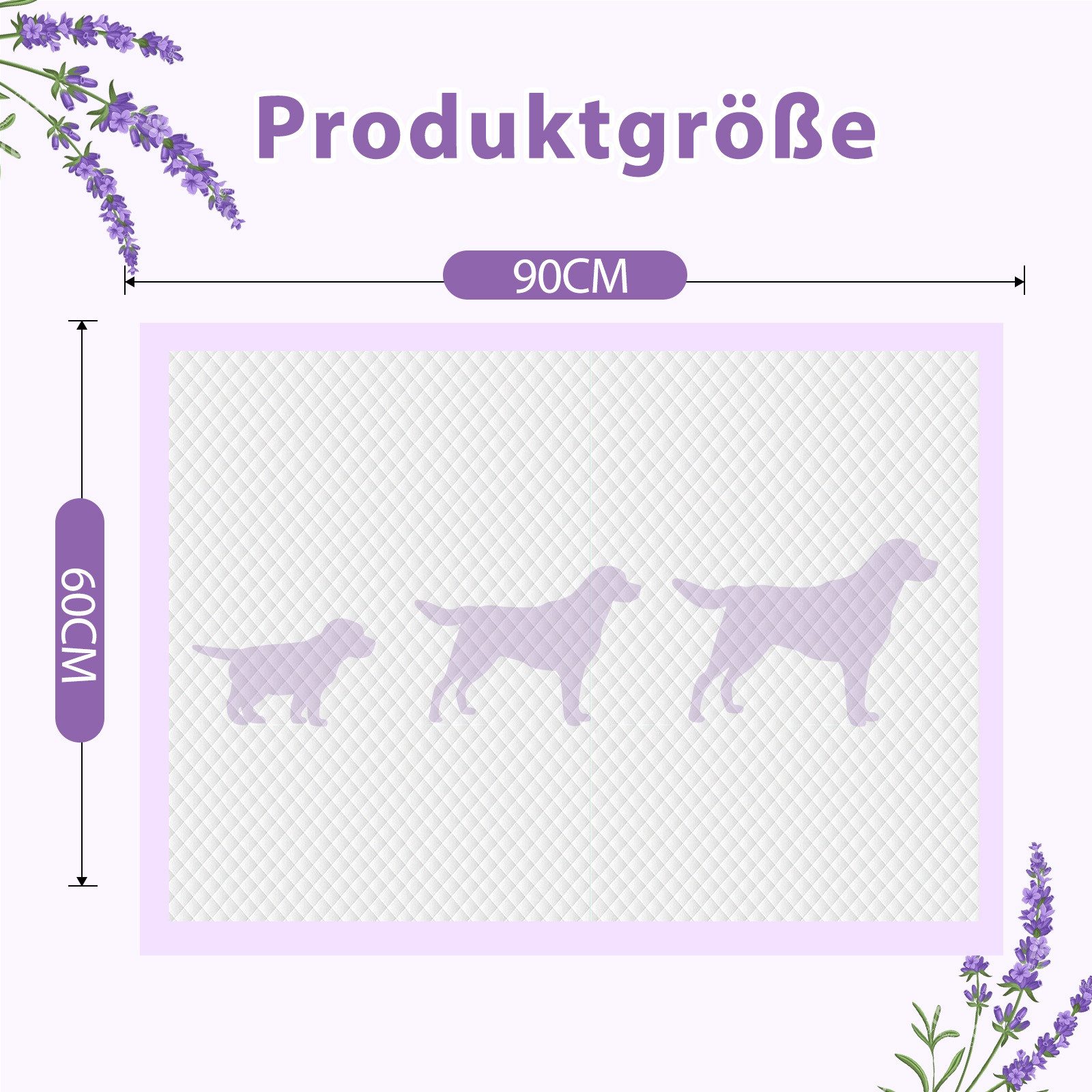 nobleza Hundewindel Welpenunterlage 90x60cm mit Lavendelduft Reduziert Gerüche 50 /100 Stk