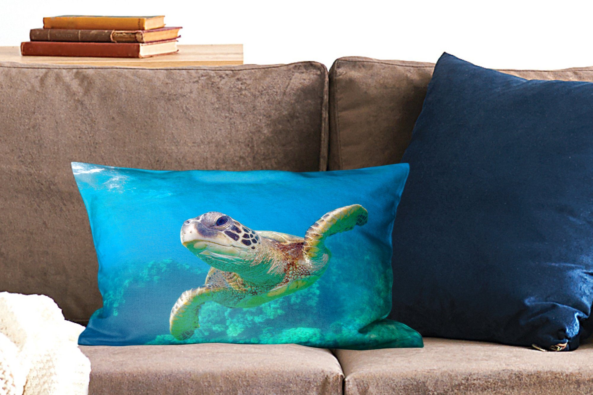 auf Schlafzimmer Meeresschildkrötenschwimmen Füllung, Wohzimmer Hawaii, Dekoration, mit Dekokissen Zierkissen, Dekokissen MuchoWow