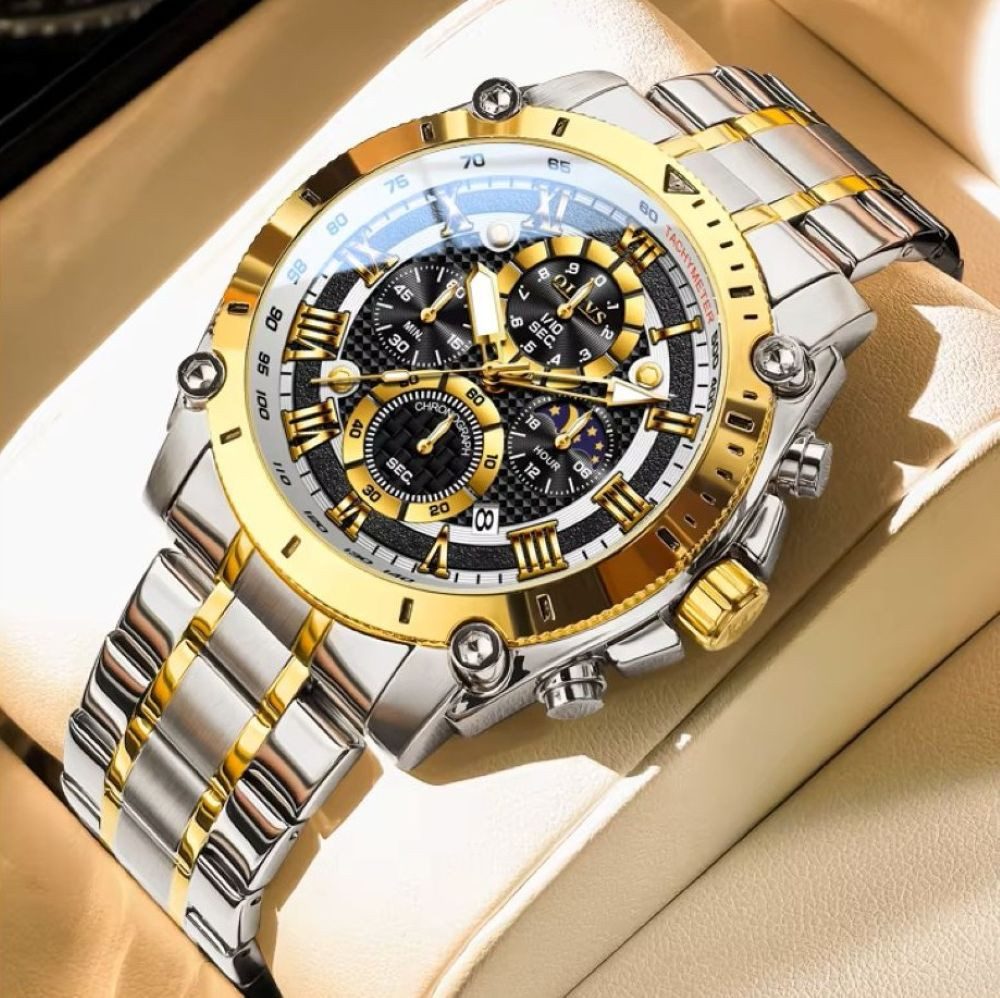 OLEVS Quarzuhr Herrenuhr Olevs Modischer Chronograph mit Tag-Nacht Anzeige