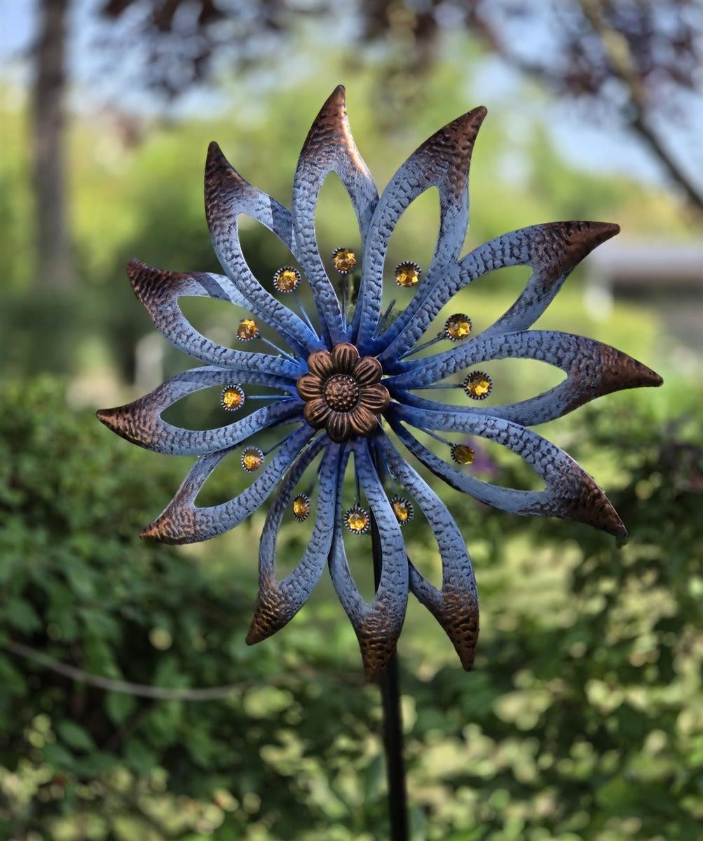 Geschenkestadl Deko-Windrad Elegantes Windrad aus Metall bewegter Blickfang für Garten Terrasse (Set, einfache Monatage, teilmontiert), dekoratives Windrad