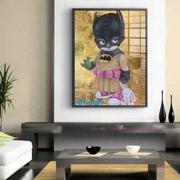 DOTCOMCANVAS® Acrylglasbild Batman Money Kid - Acrylglas, Acrylglasbild Batman Money Kid Gold Geld hustle Comic Cartoon Stil