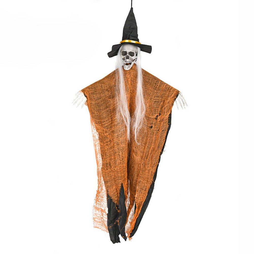 Coonoor Dekofigur Helloween Skelett Deko Tür, Totenkopf Ghosts Hängedeko, für Halloween Draußen Garten