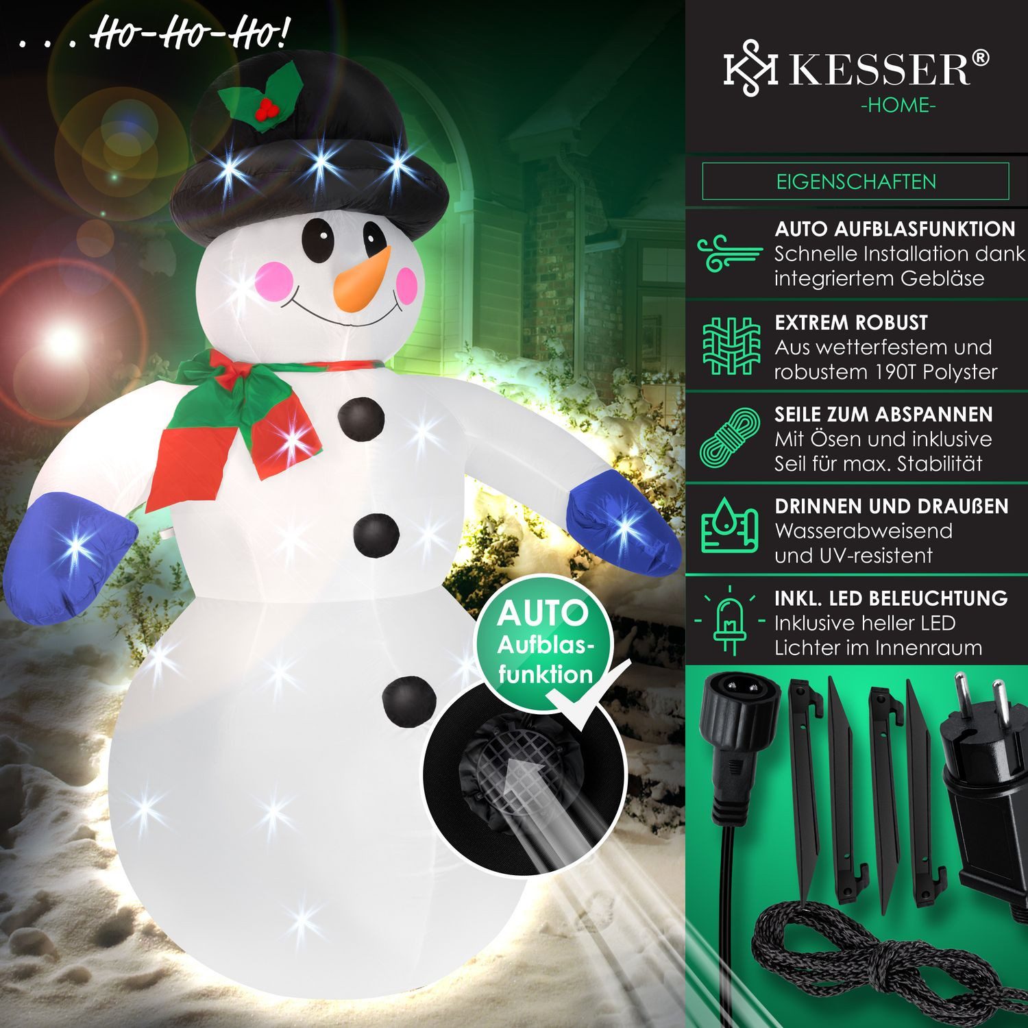 KESSER Weihnachtsfigur, Aufblasbarer Schneemann 240cm LED-Beleuchtung IP44 günstig online kaufen