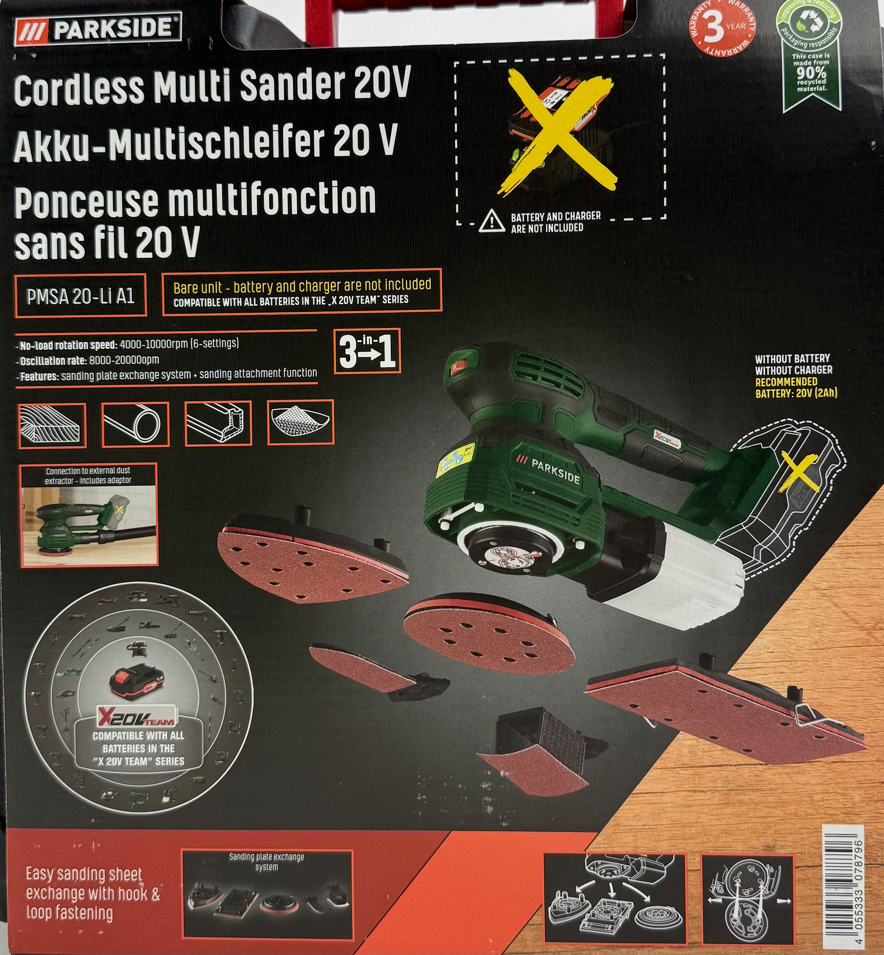 Parkside Akku-Multischleifer 20V 3in1 Akku Multischleifer günstig online kaufen