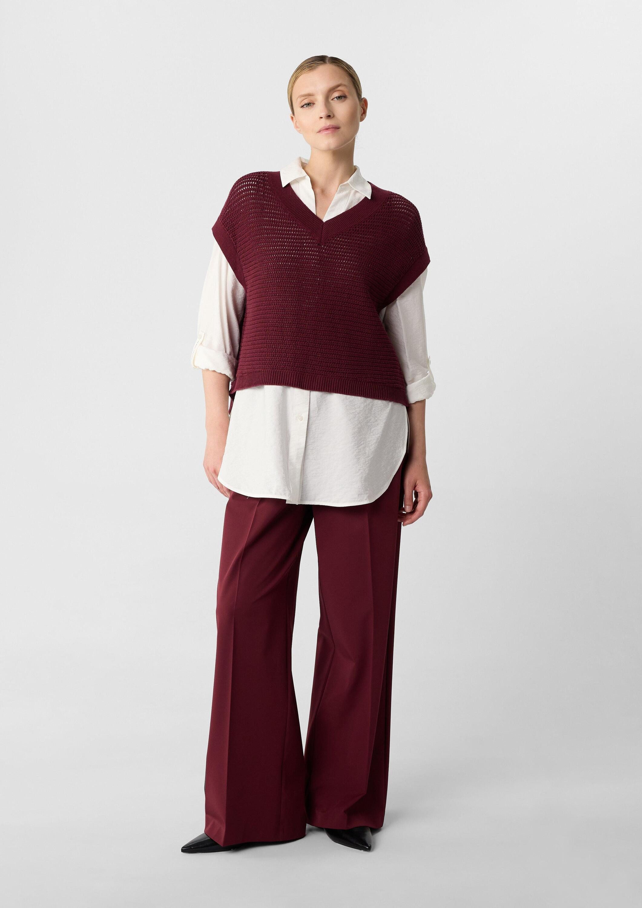 comma Chinos Hose Wide-Leg-Hose aus Jersey mit Elastikbund