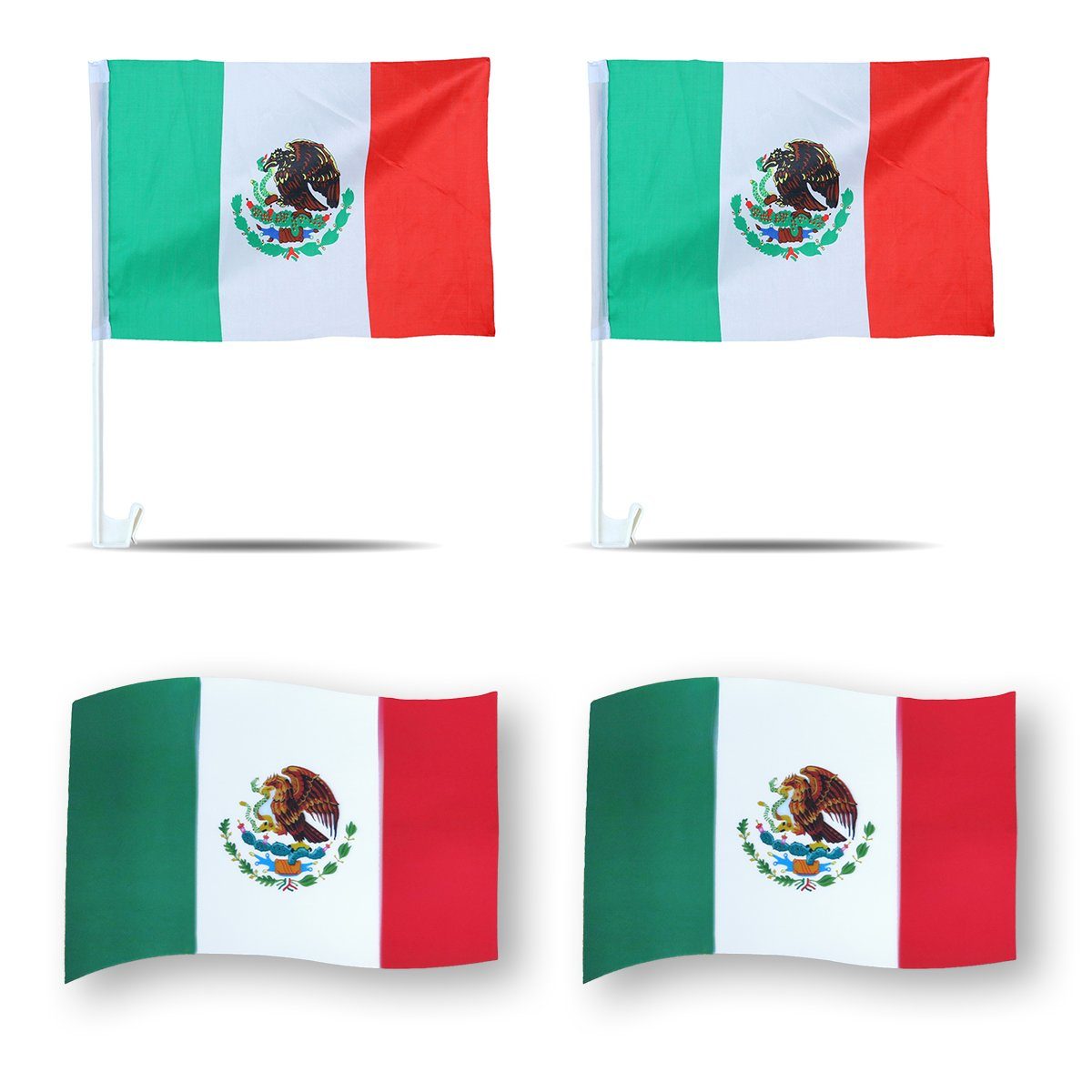 Sonia Originelli Fahne Fanpaket "Mexiko" Mexico Fußball Flaggen 3D Magnet Fahren Autofahnen, Magnete: 3D-Effekt