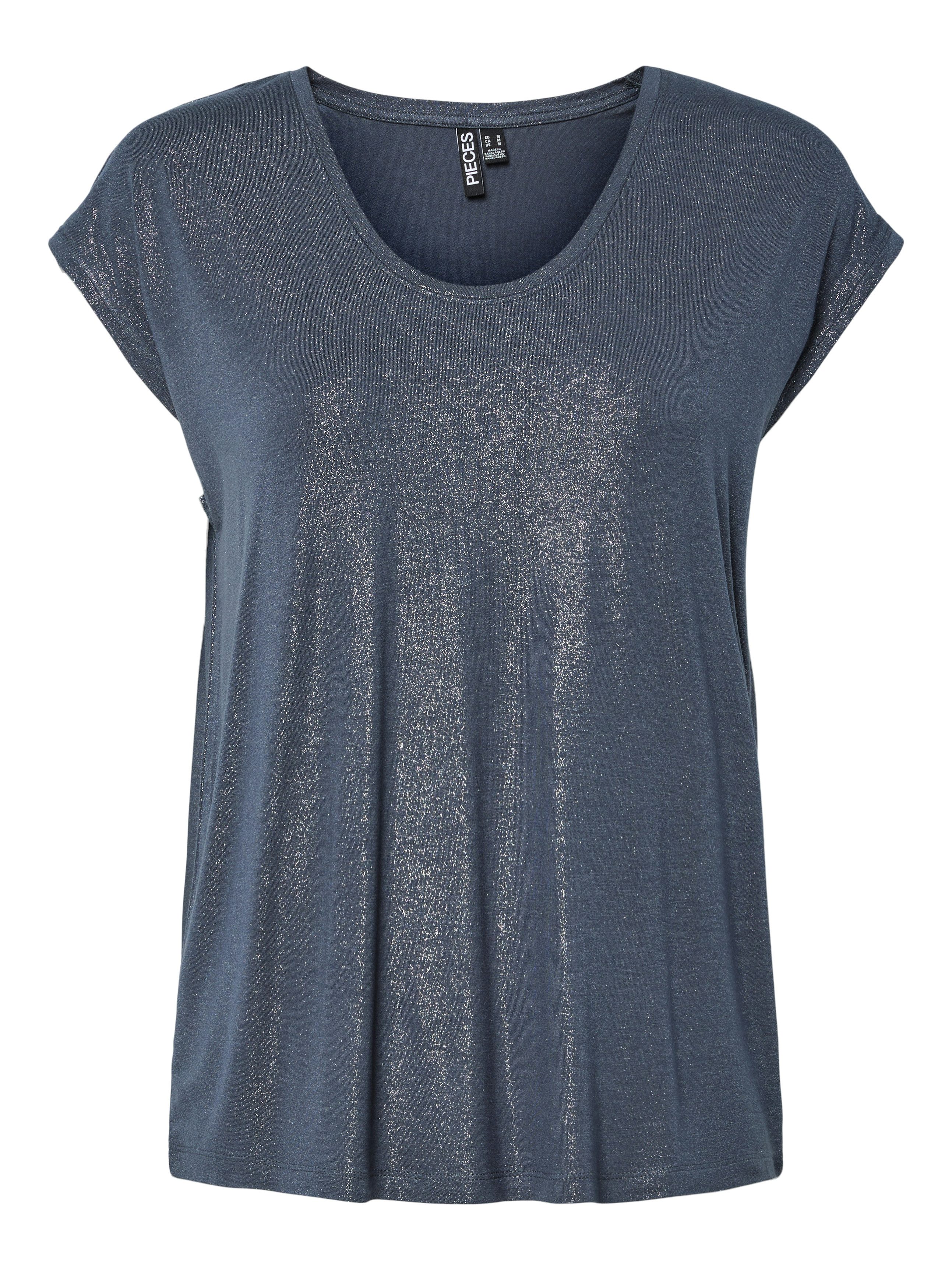 pieces Kurzarmshirt PCALICE SS GLITTER TEE JRS NOOS BC Viskosemischung, loose fit