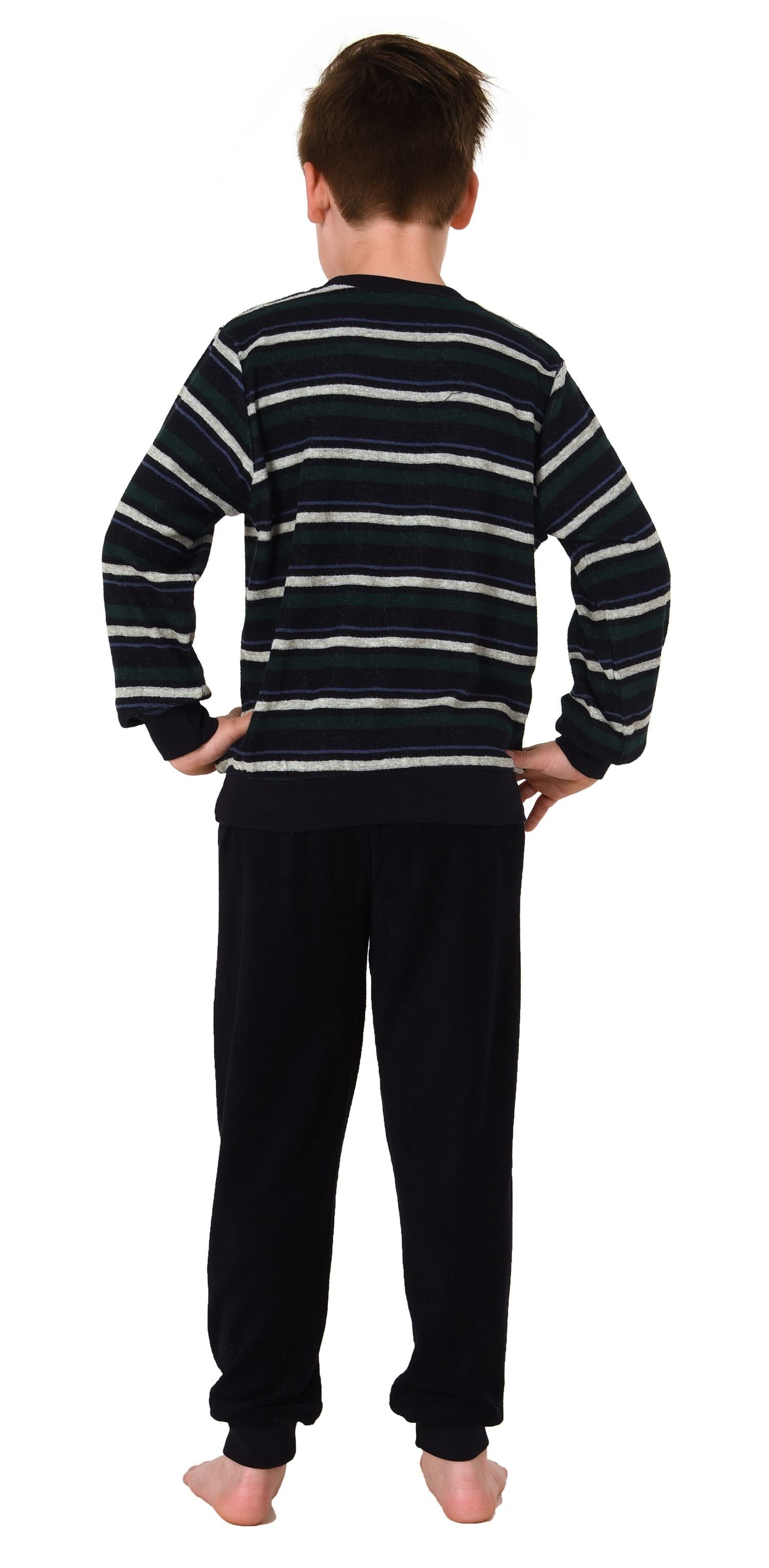 langarm Bündchen navy 13 Pyjama - Pyjama 804 212 mit Normann Schlafanzug Jungen Frottee