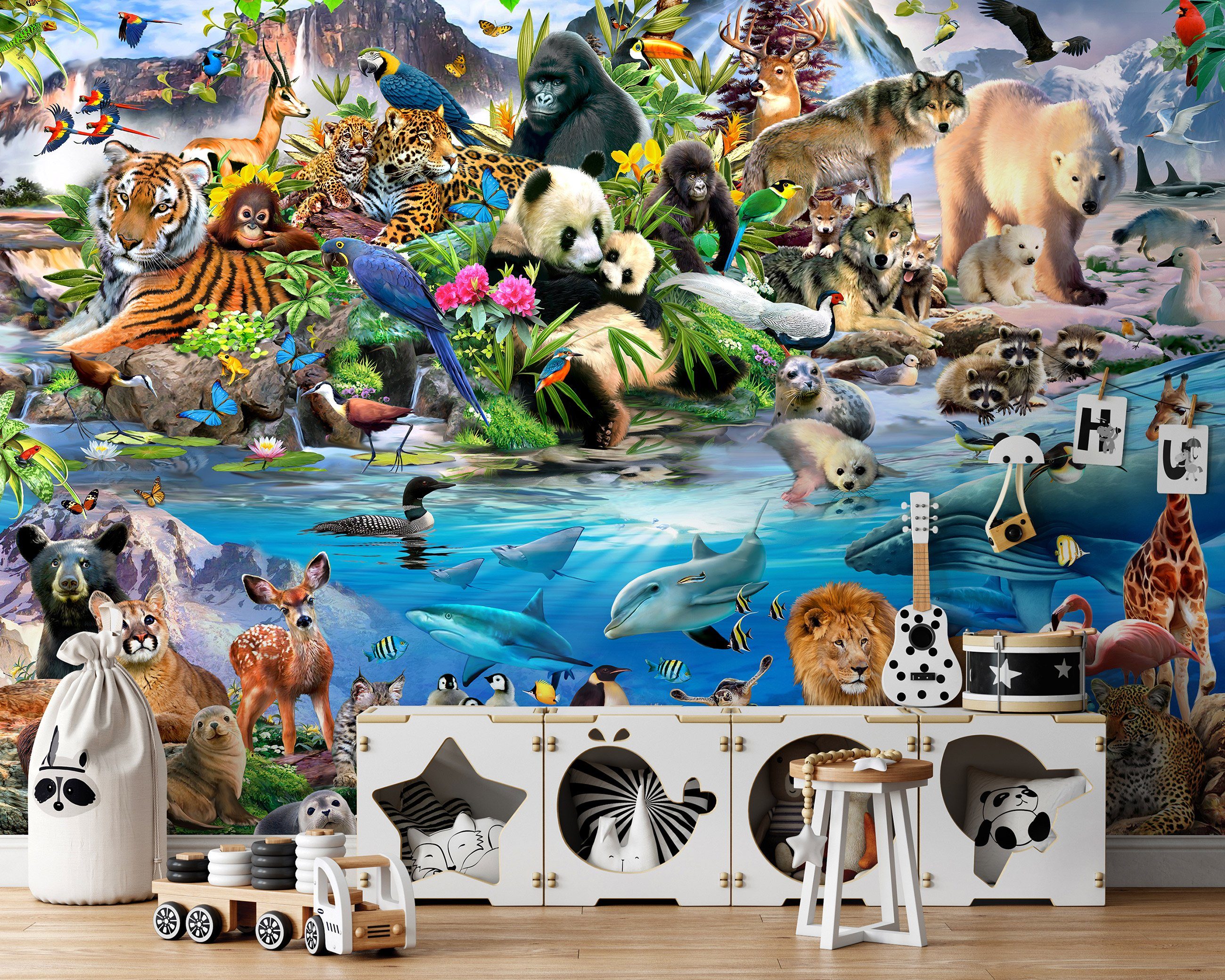 Wallarena Fototapete Kinderzimmer Jungen Mädchen Tiere Vlies Tapete Wandtap günstig online kaufen
