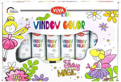 Viva Decor Kreativset »Kids Window Color Set - Fairy Magic (Geschenkset mit 6 Fensterfarben à 90 ml und 12 Motivvorlagen)«