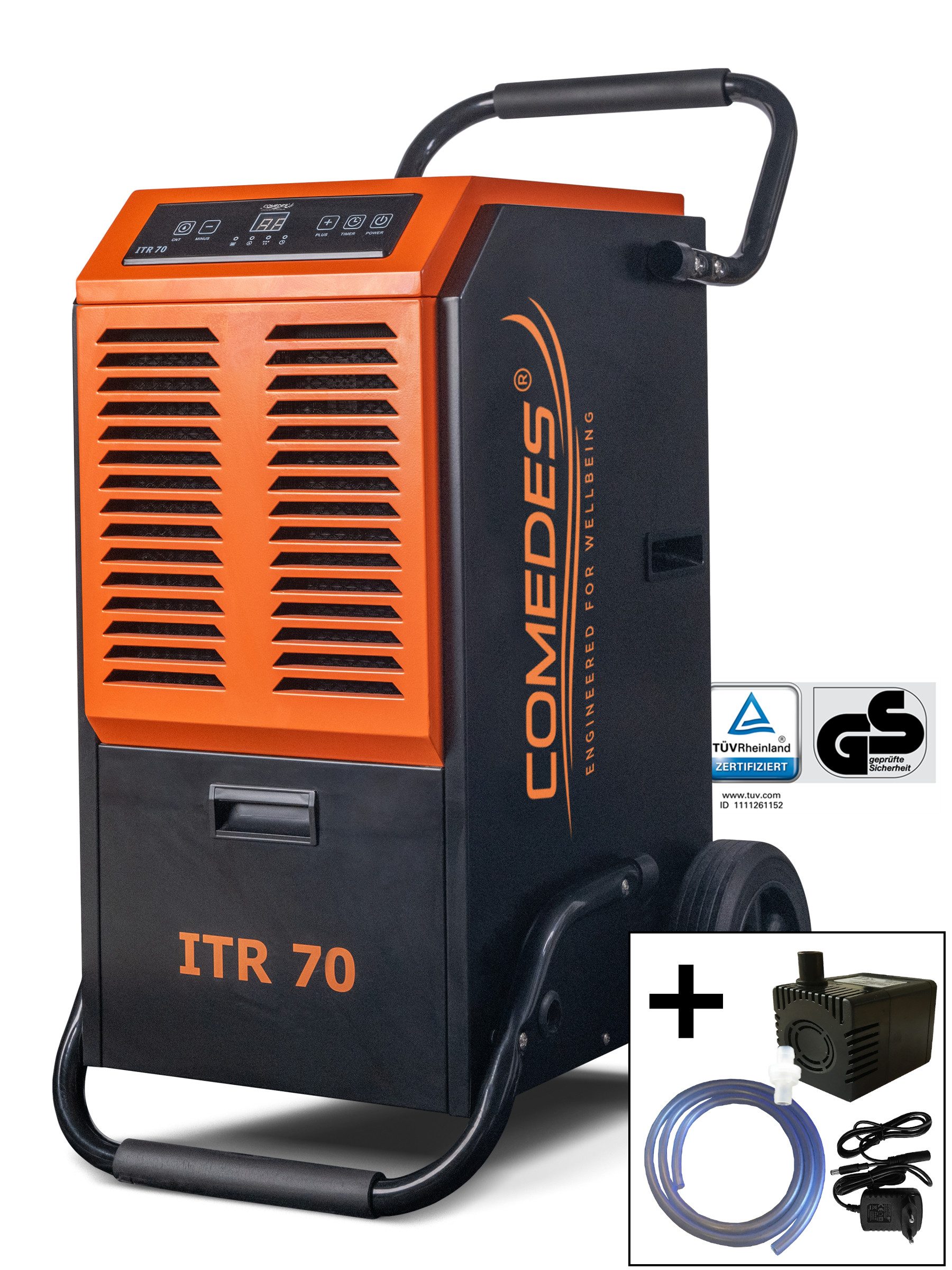 Comedes Luftentfeuchter Luftentfeuchter Comedes ITR 70, 70 Liter/Tag, mit Pumpenset, Entfeuchtung 70 l/Tag