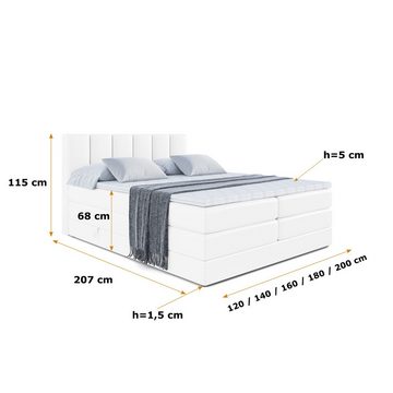 ALTDECOR Boxspringbett BOXI 1 KING (Multipocket-Matratze H4, H3 Matratze Bonellfederung, Topper, Kopfteil)