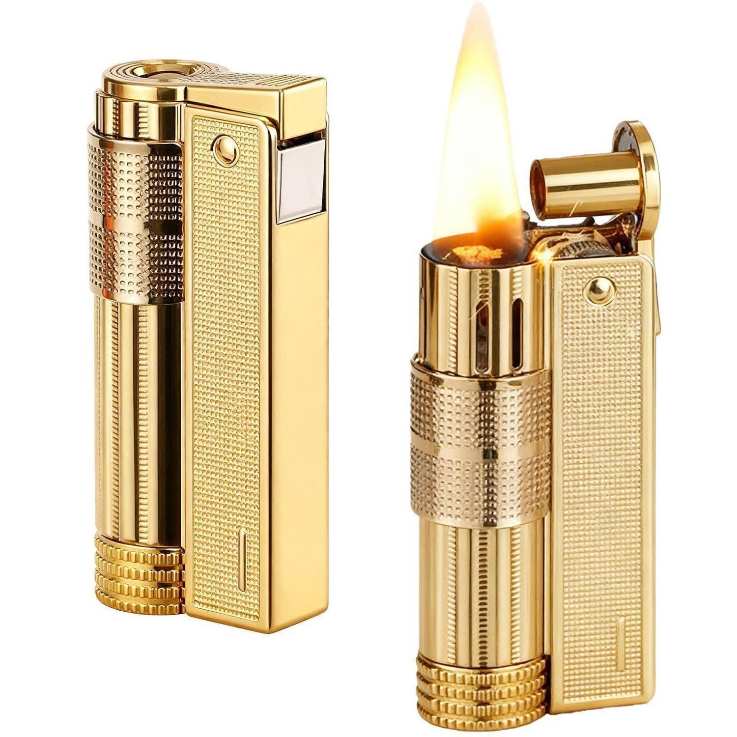 LuxusKollektion Feuerzeuge Benzinfeuerzeug 2er Set Gold Retro