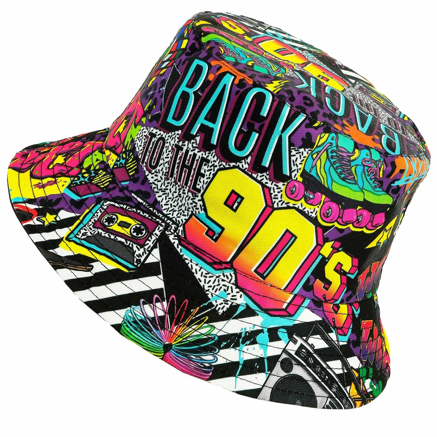 Widmann S.r.l. Kostüm 90er Jahre HIP HOP Anglerhut 90*s, Schwarz Bunt