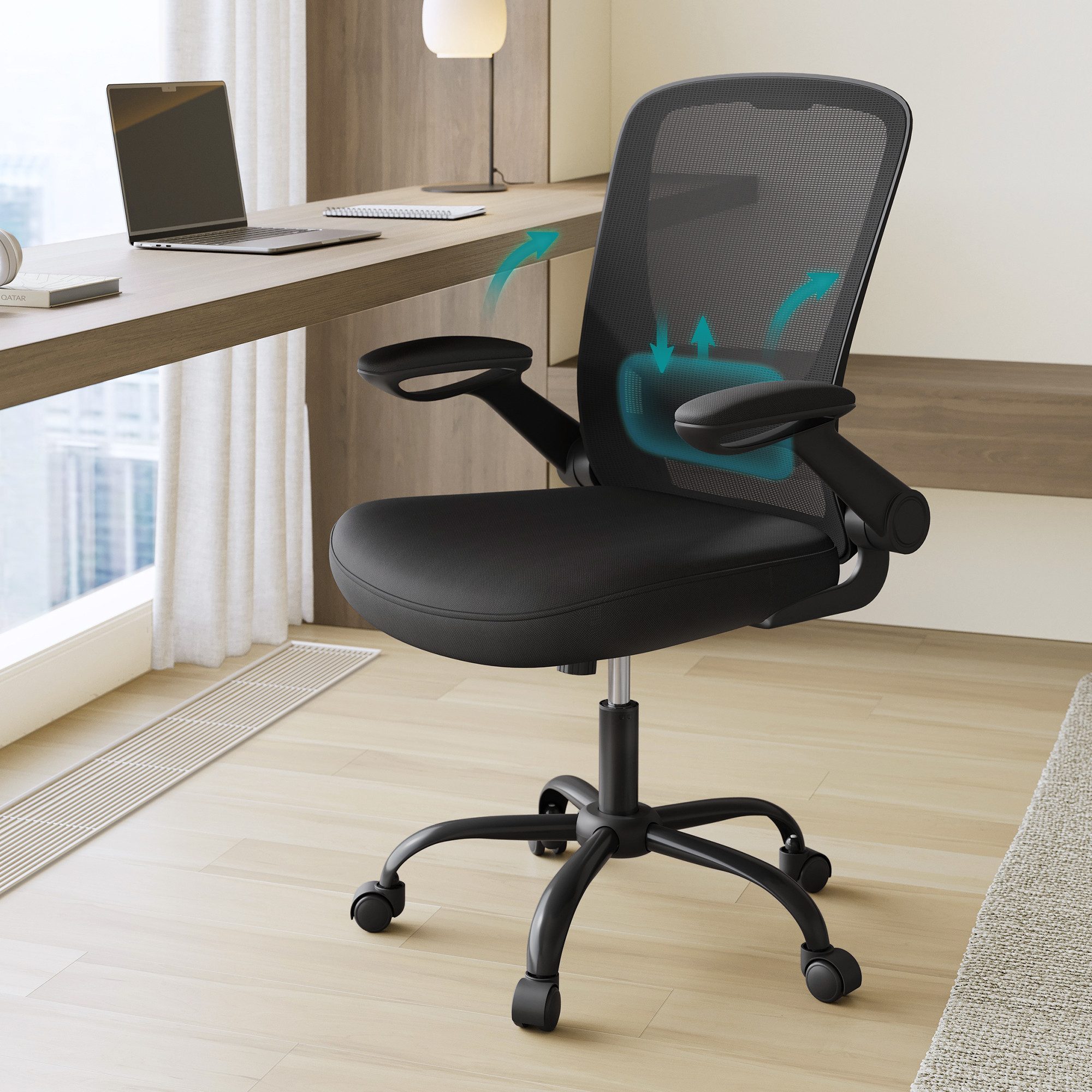 SONGMICS Bürostuhl, ergonomisch, Drehstuhl mit Mesh, Wippfunktion, klappbar günstig online kaufen