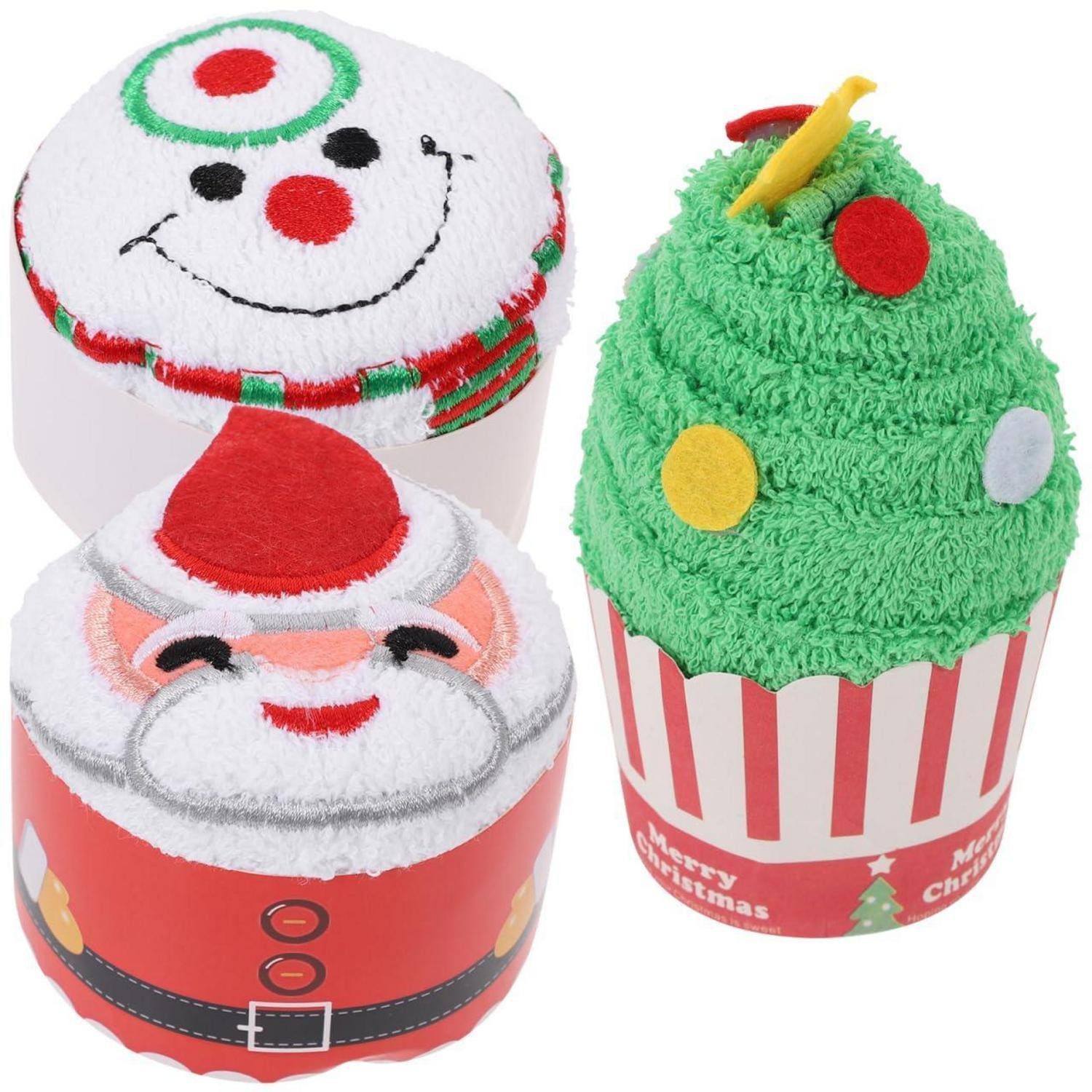 LuxusKollektion Waschlappen Weihnachtswaschlappen 3er-Set Baumwolle, (3-St)