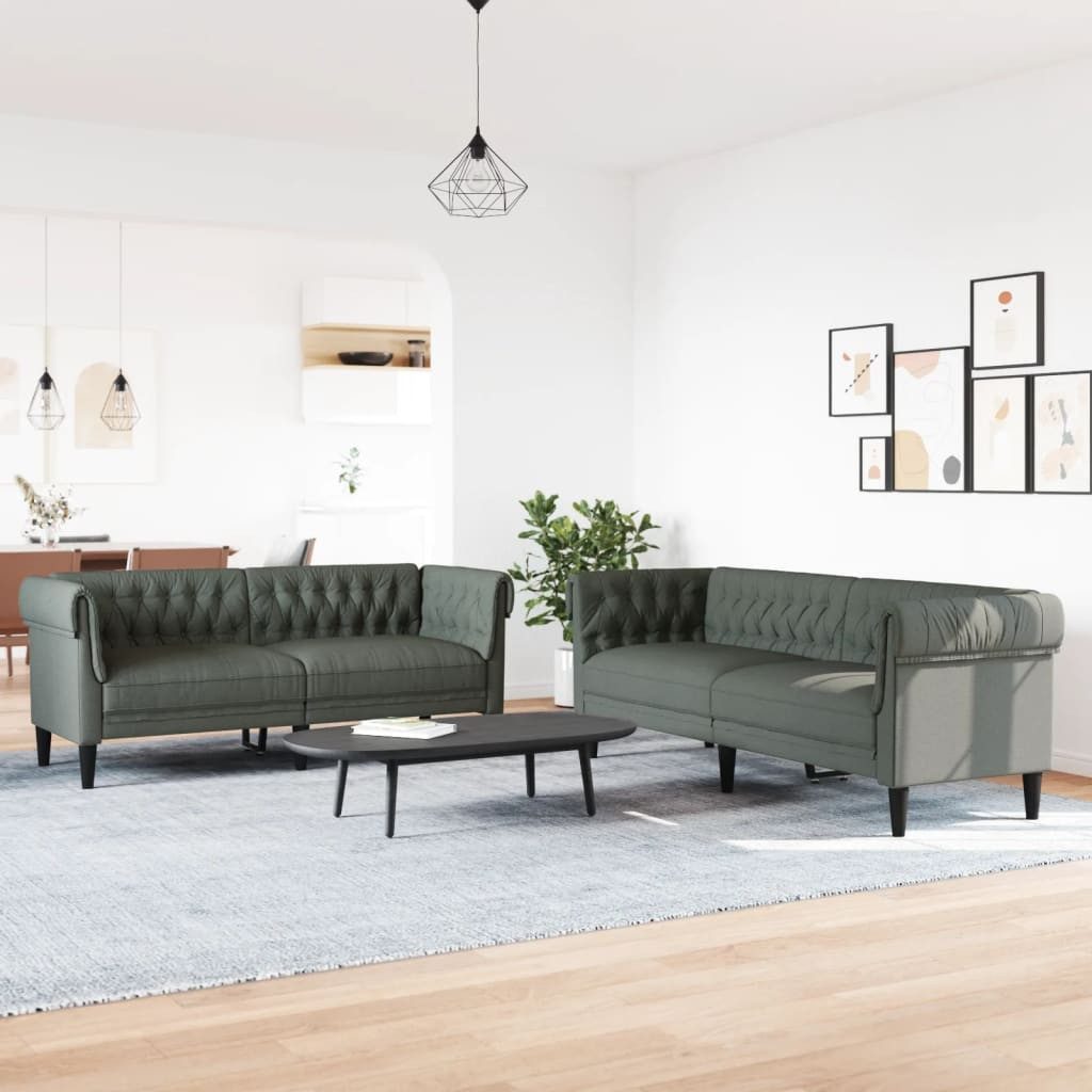 vidaXL Sofa 2-tlg. Sofagarnitur Dunkelgrau Stoff günstig online kaufen