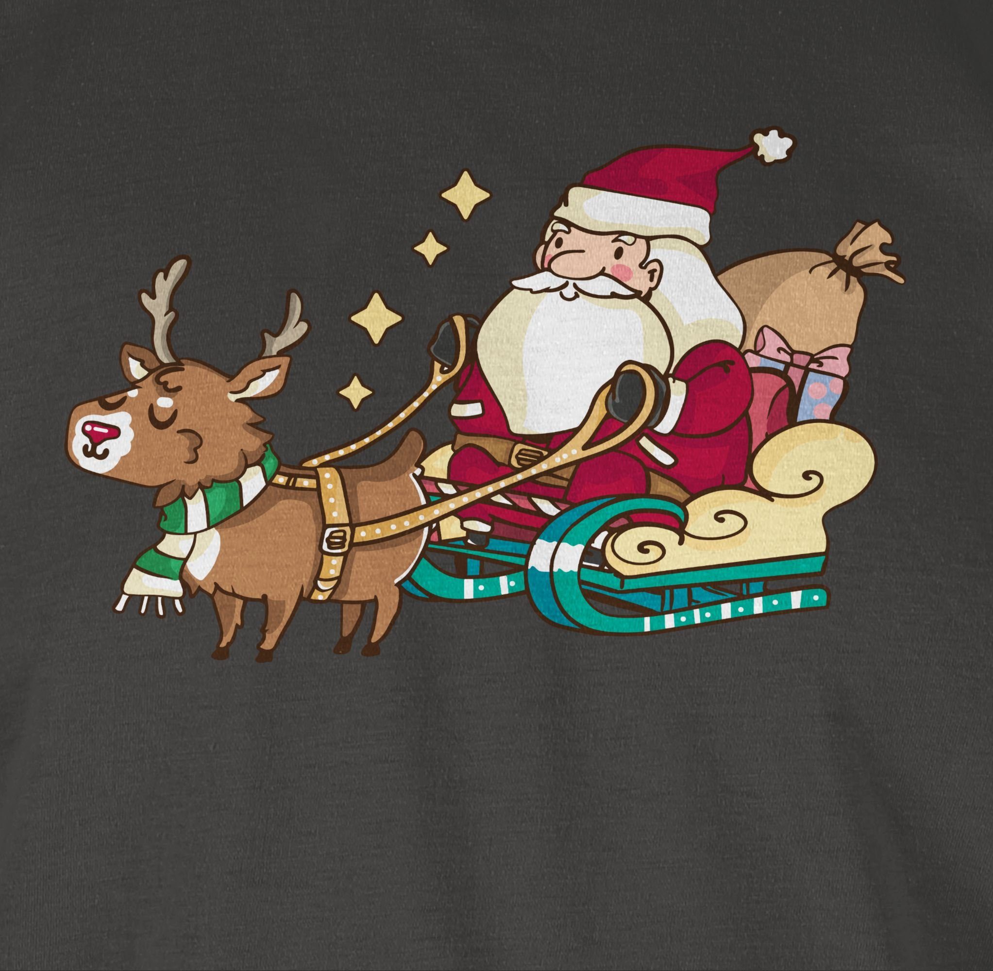 Shirtracer T-Shirt Weihnachtsmann Kleidung mit Weihachten 3 Dunkelgrau Rentier