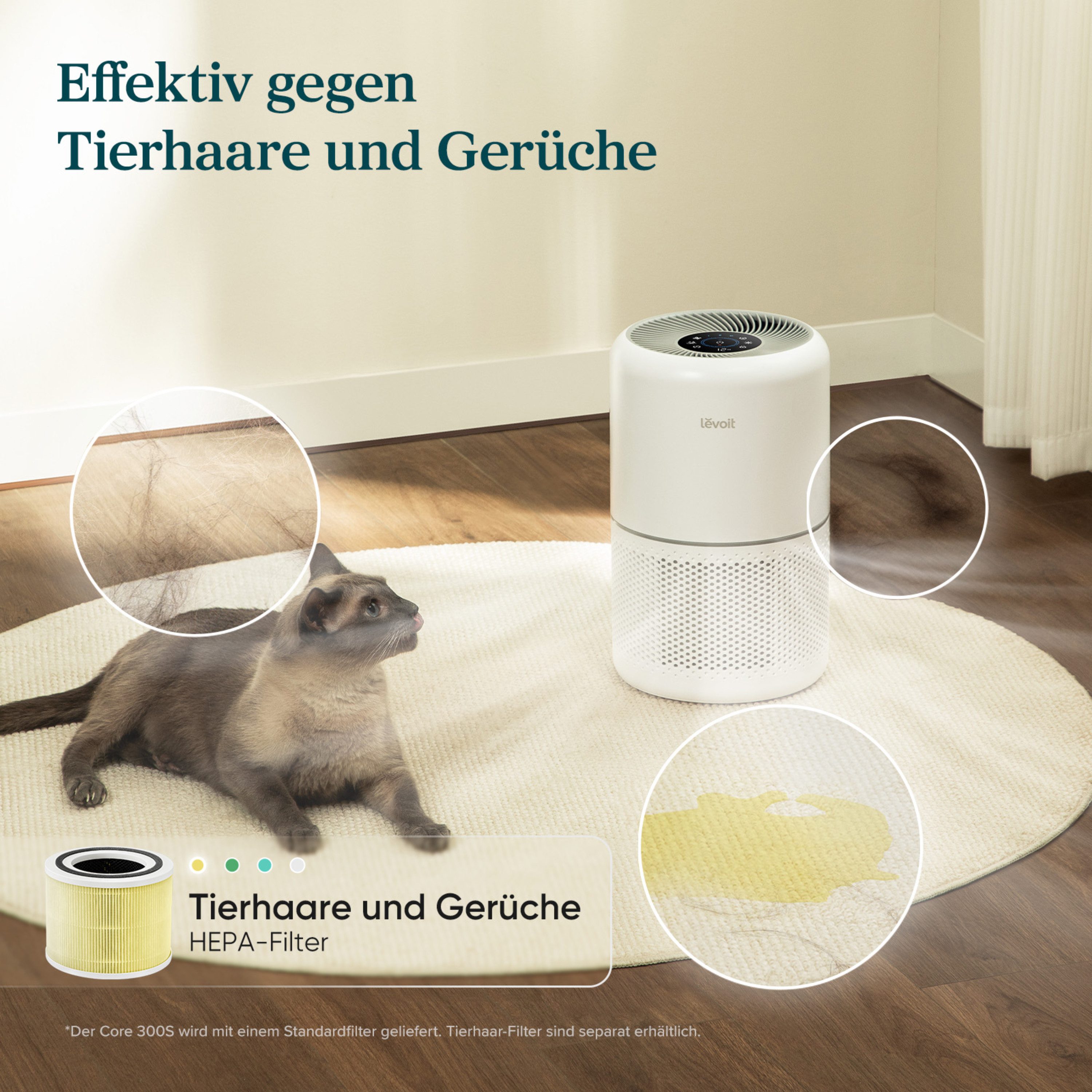 Levoit HEPA-Filter 3-Stufen-Filter, Zubehör für Luftreiniger Core 300S Pro, 3-Stufen-Filter, für Haustierbesitzer, Raucher, Allergiker