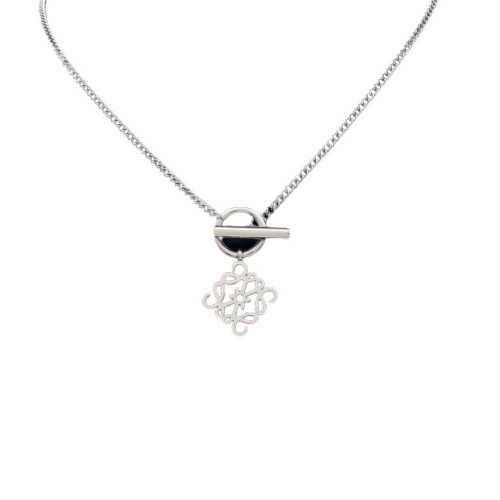 cm Damen florale Silber Kette BUNGSA Ketten-Set Edelstahl 50 Ornamente