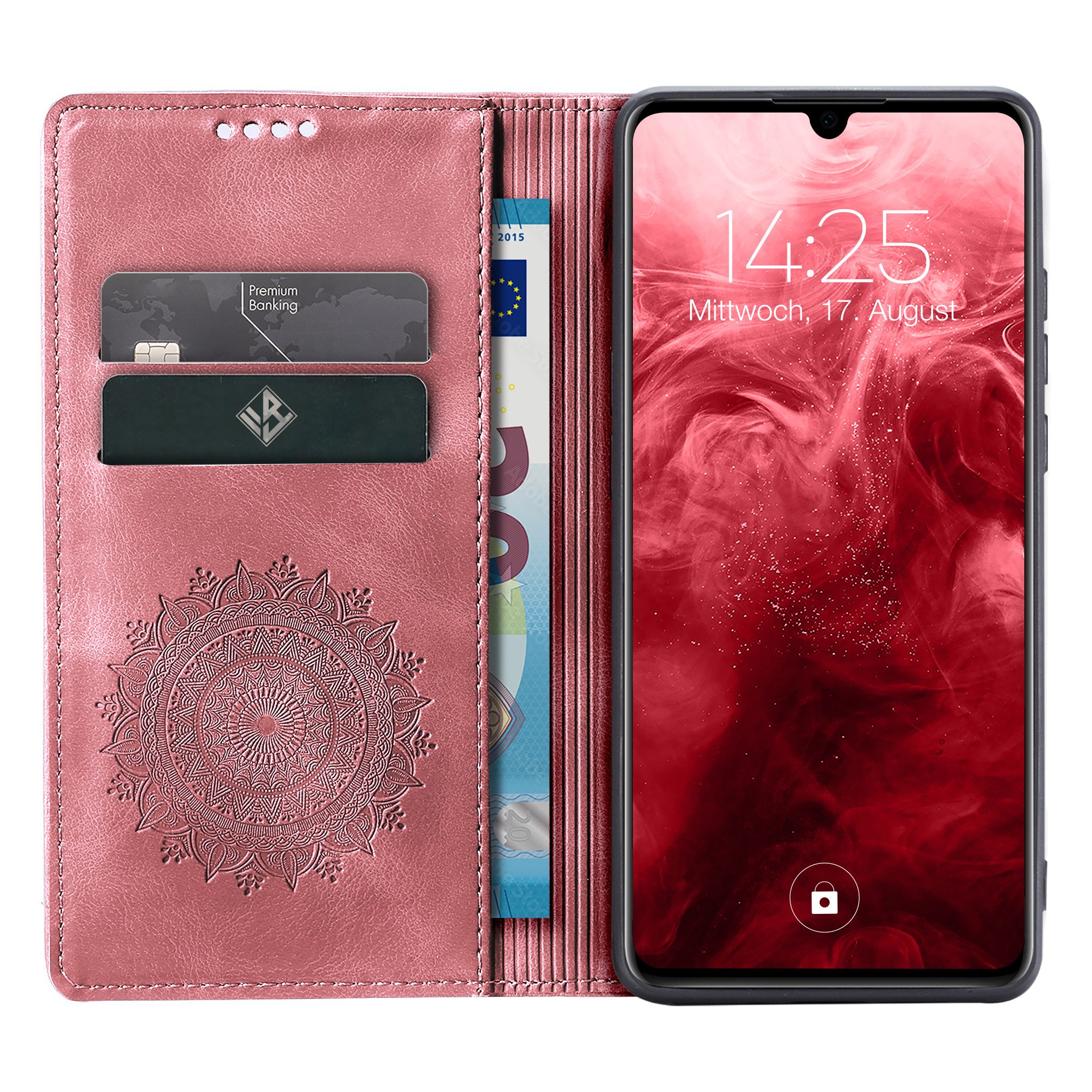Tec-Expert Handyhülle Mandala Hülle Cover für Samsung Galaxy A12 6.5 Zoll, 6.5", Klapphülle Case Tasche mit Kartenfächern und RFID Schutz