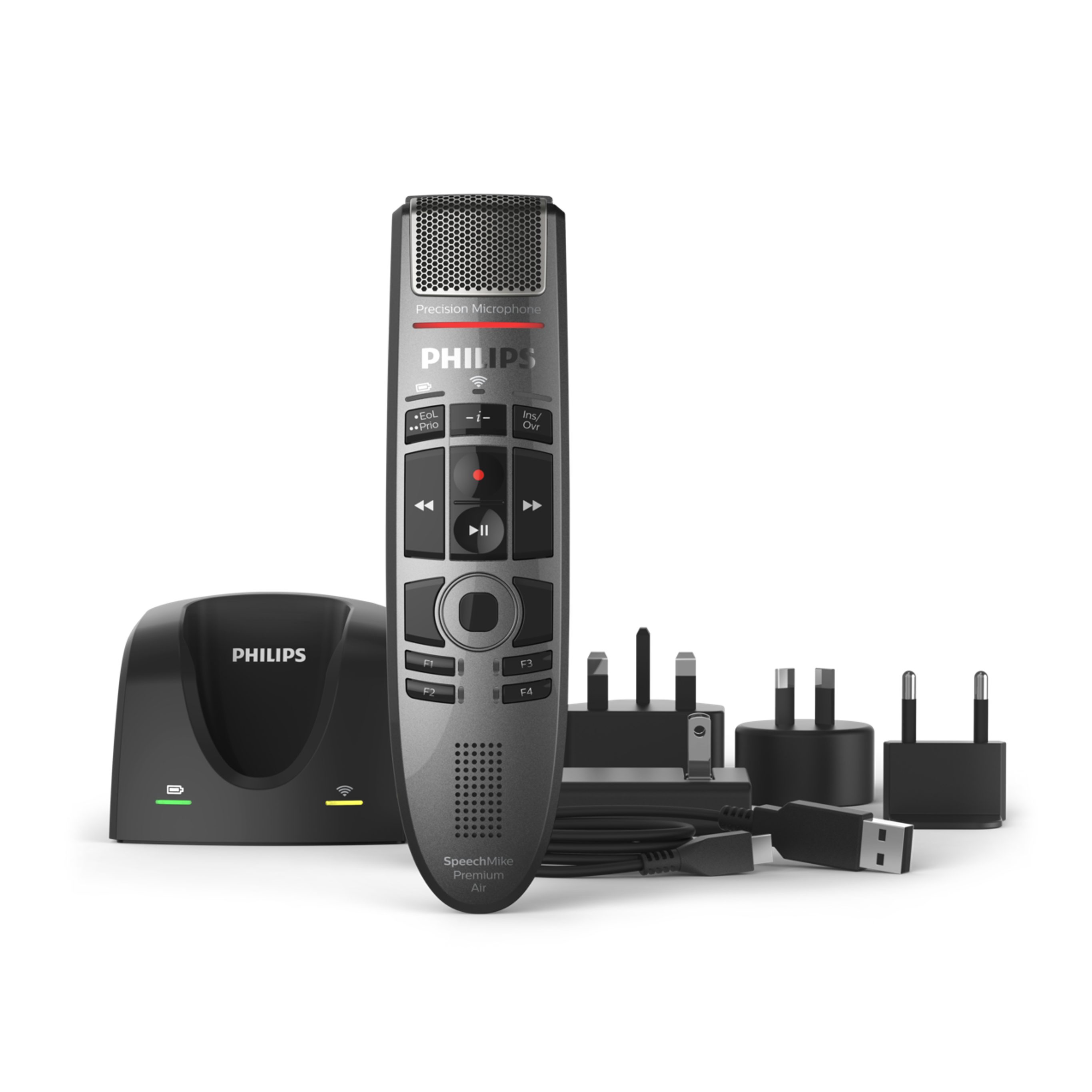 Philips SMP4000 SpeechMike Kabelloses Diktiermikrofon Digitales Diktiergerät (Dockingstation, Studio-Qualität Mikrofon, Wireless, Touch-Sensor)