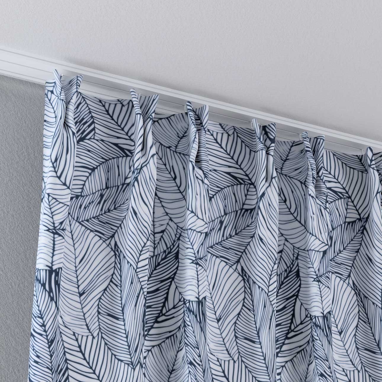 dunkelblau-weiß Vorhang x 70 Velvet, Vorhang 2-er 100 cm, flämischen mit Dekoria Falten