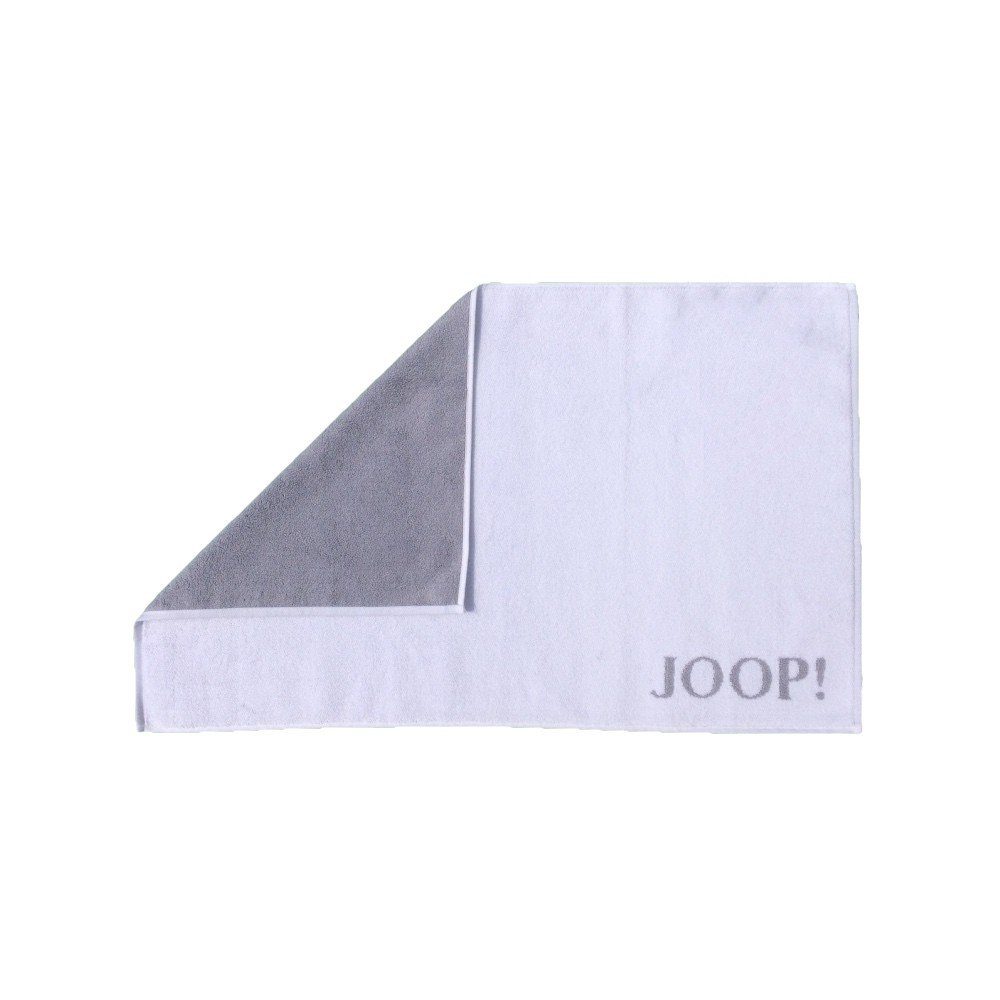JOOP! Handtuch Badematte Doubleface Weiß Silber 1600 67, Walkfrottier (1-St), Wendeoptik, Logo, Flauschig